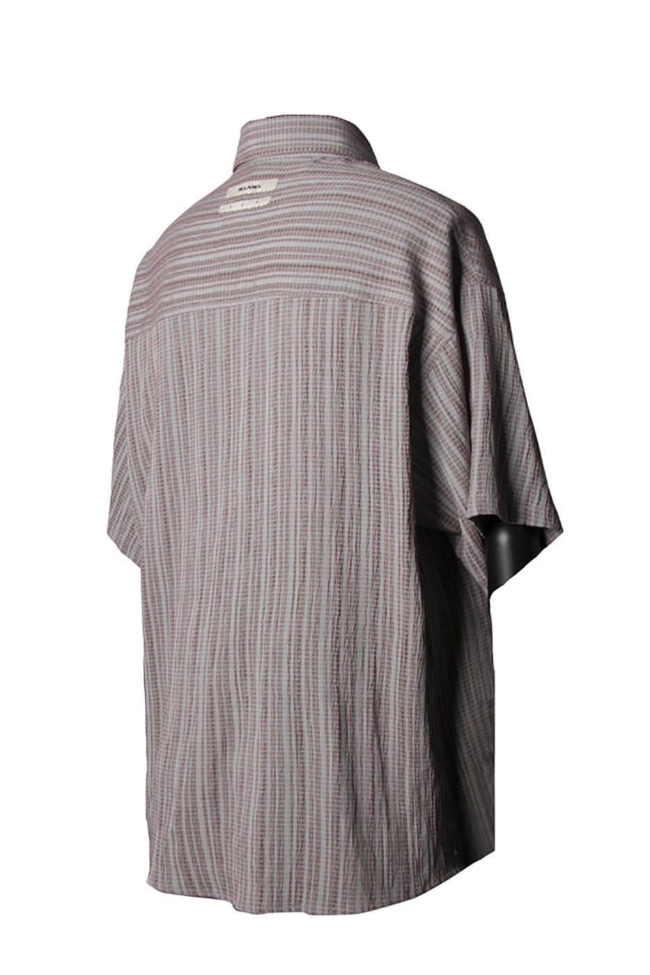 RELABEL Double-Pocket Wrinkle-Textured Striped Half Shirt