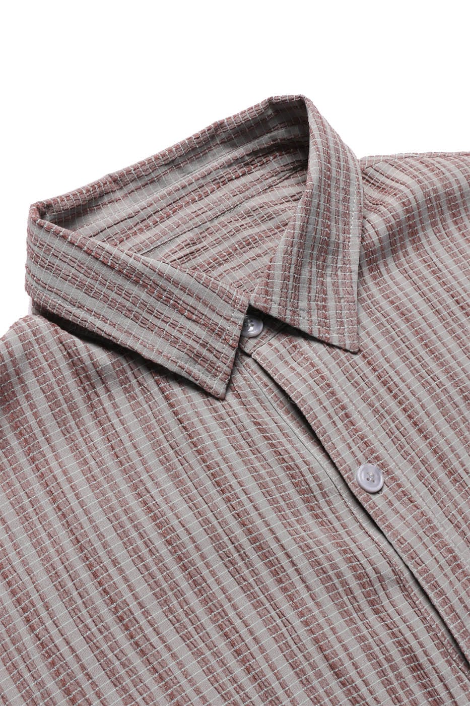 RELABEL Double-Pocket Wrinkle-Textured Striped Half Shirt