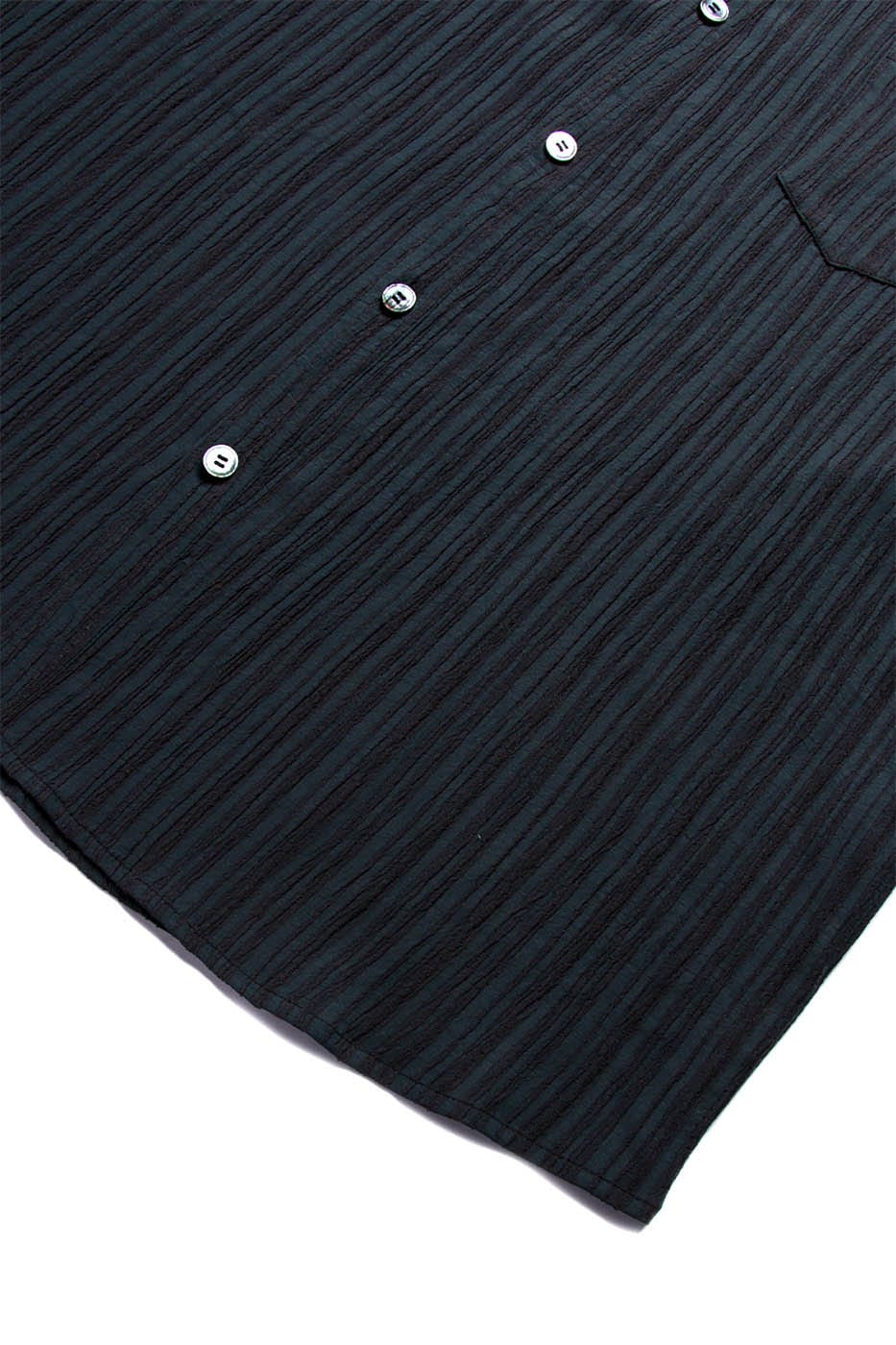 RELABEL Double-Pocket Wrinkle-Textured Striped Half Shirt, premium urban and streetwear designers apparel on PROJECTISR.com, RELABEL