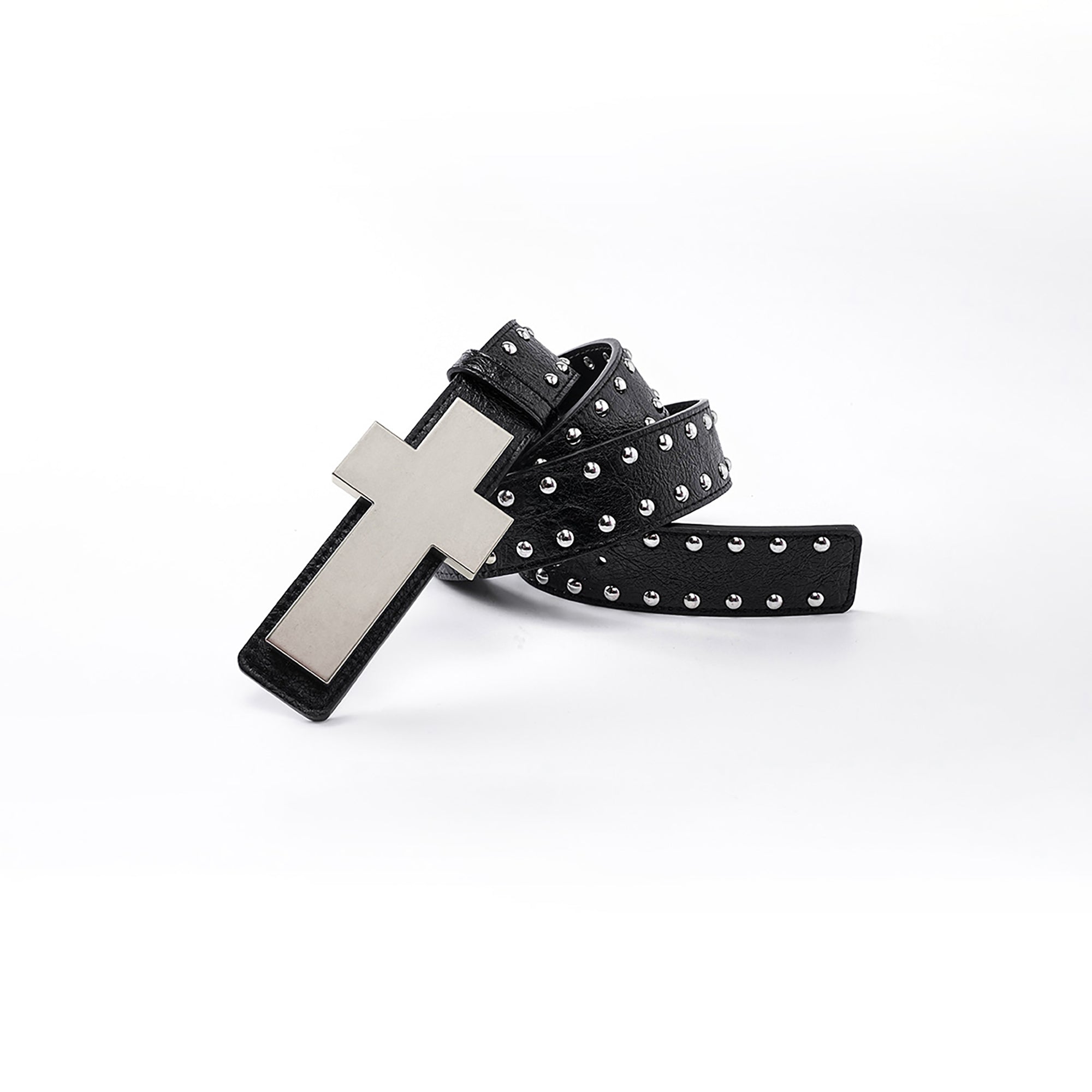 REBEL WAVE Cross Studded Leather Belt