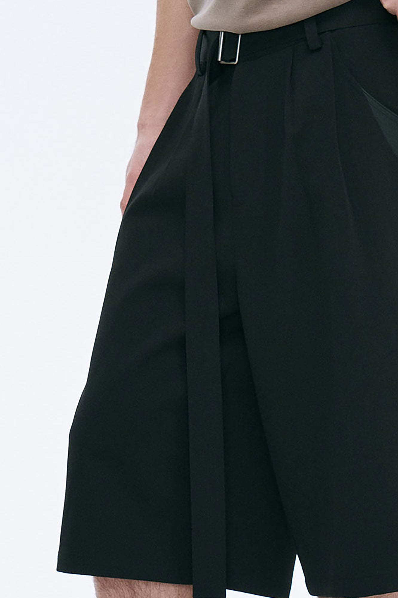 CATSSTAC Pleated Belted Wide-Leg Shorts, premium urban and streetwear designers apparel on PROJECTISR.com, CATSSTAC