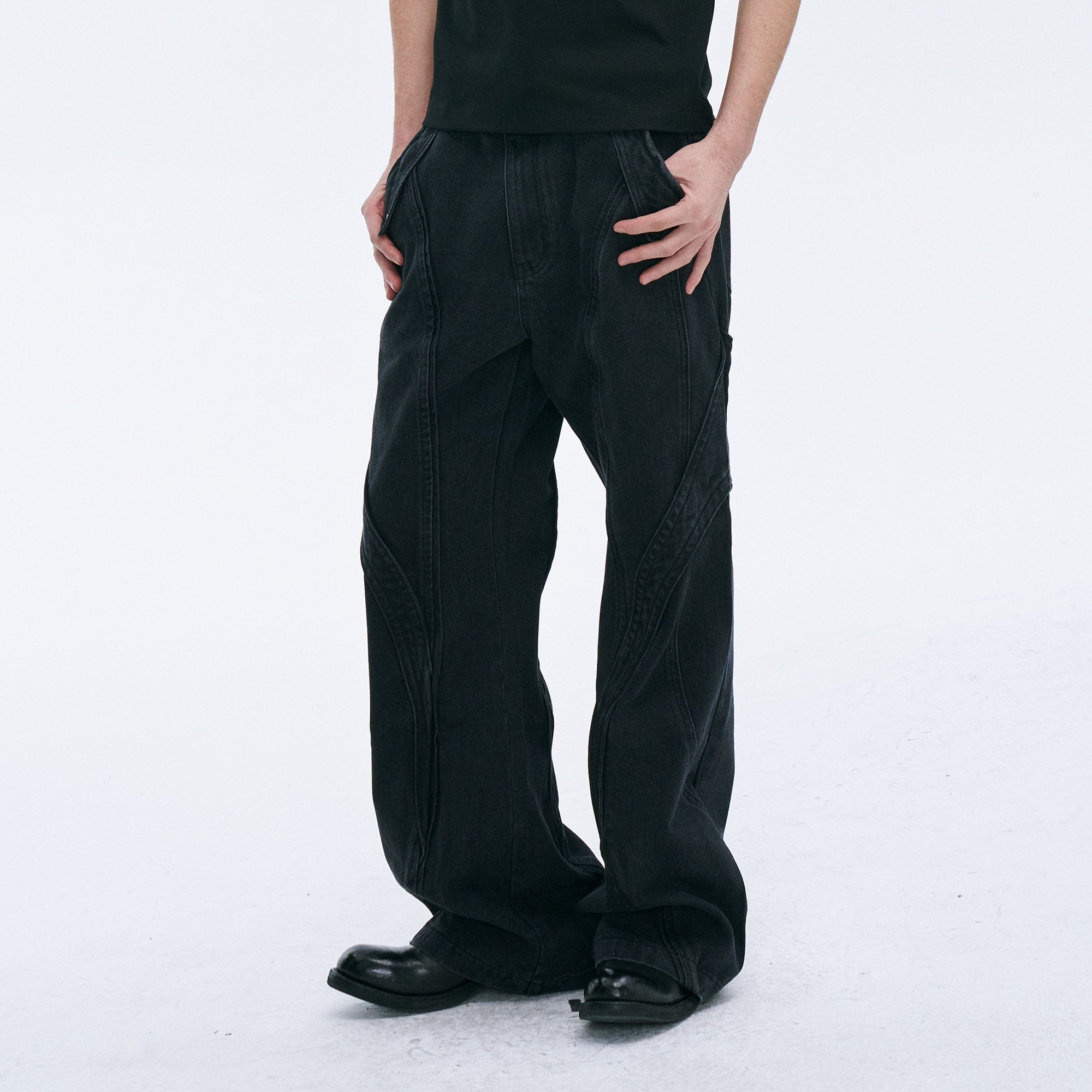 CATSSTAC Curved Panel Straight-Leg Jeans, premium urban and streetwear designers apparel on PROJECTISR.com, CATSSTAC