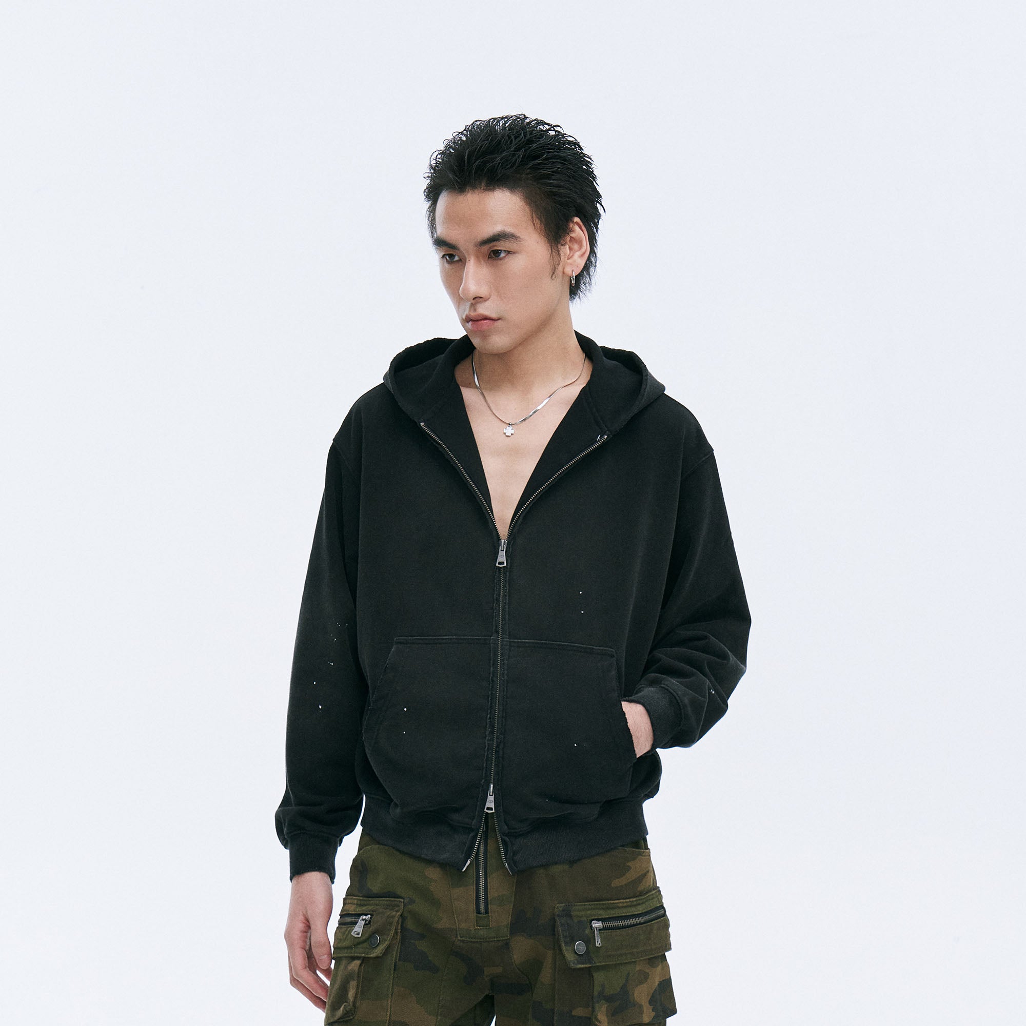 CATSSTAC Rugged Wash Zip Hoodie, premium urban and streetwear designers apparel on PROJECTISR.com, CATSSTAC
