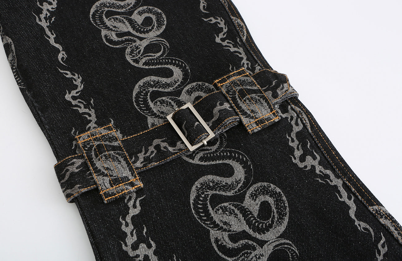 CYCYCY Serpentine Strap Buckled Flared Jeans