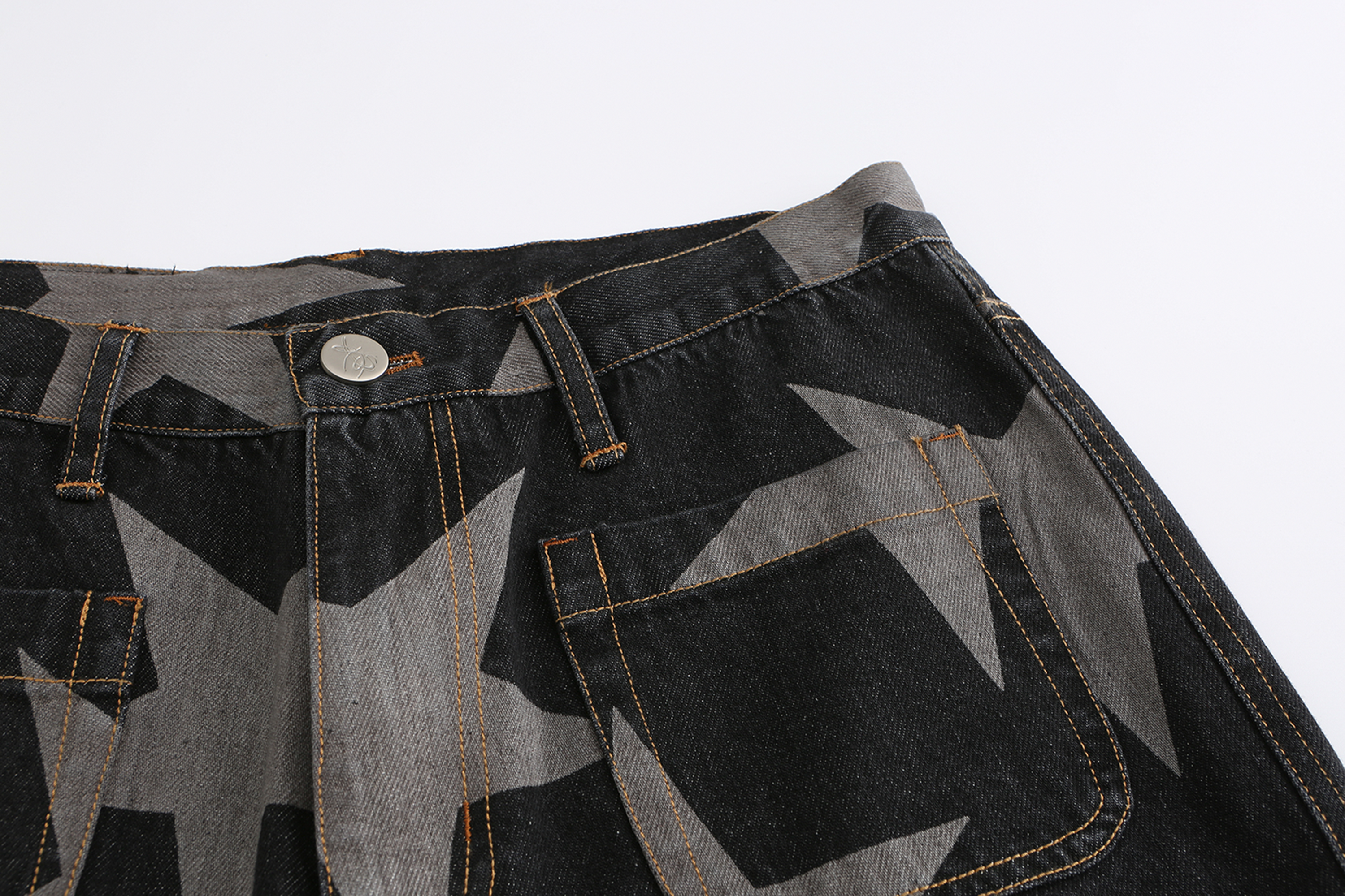 CYCYCY Punk Washed Star Full-Print Flared Jeans