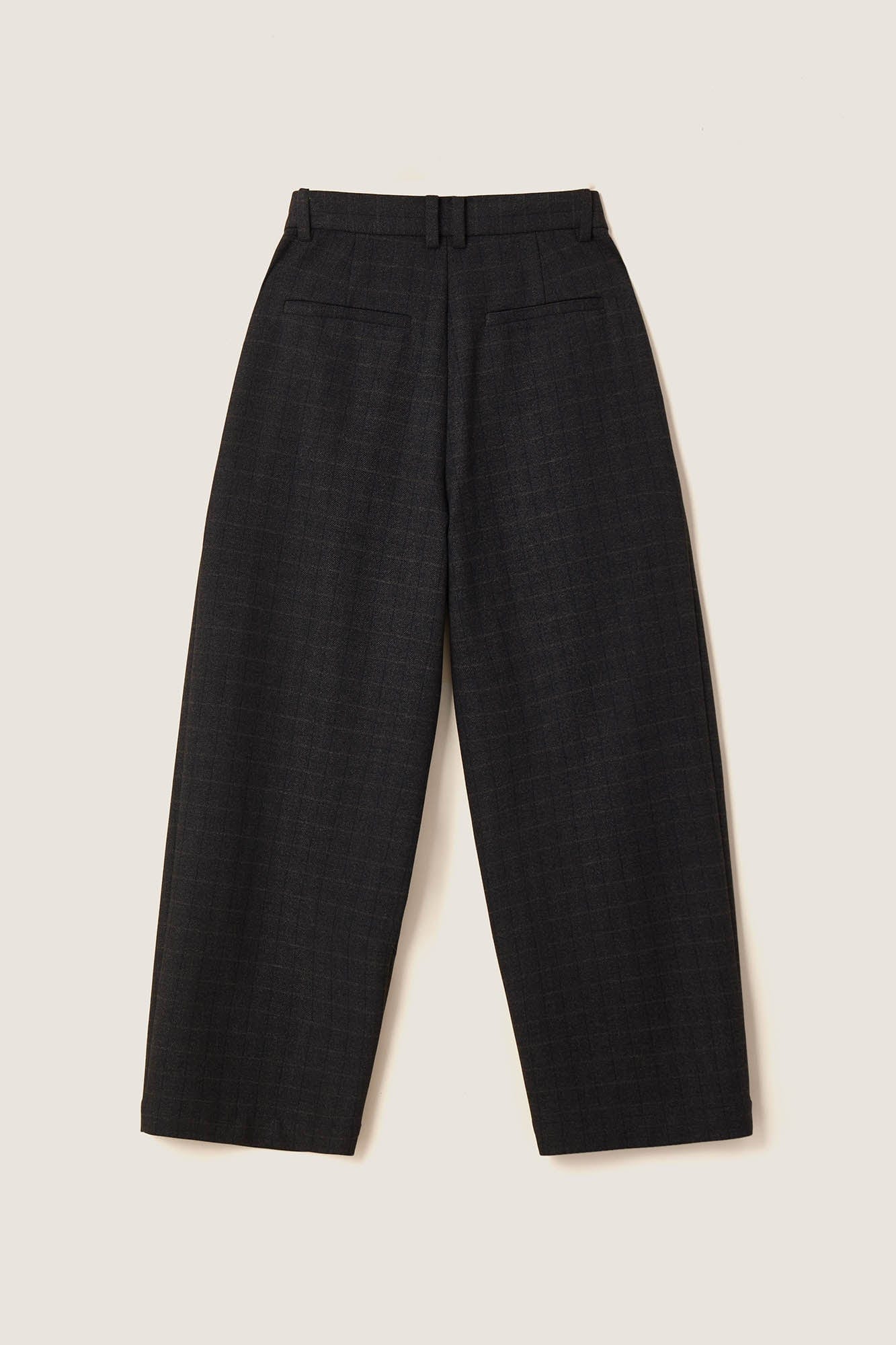 OPICLOTH Plaid Crinkled Wide-Leg Trousers