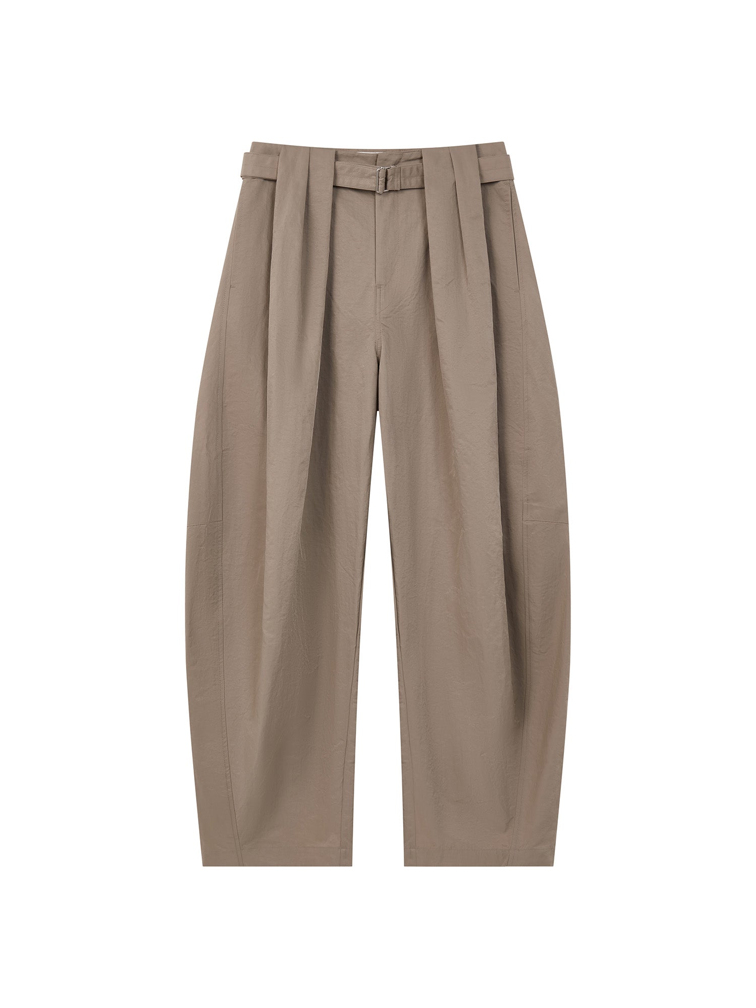 OPICLOTH Pleat Belted Curve Trousers