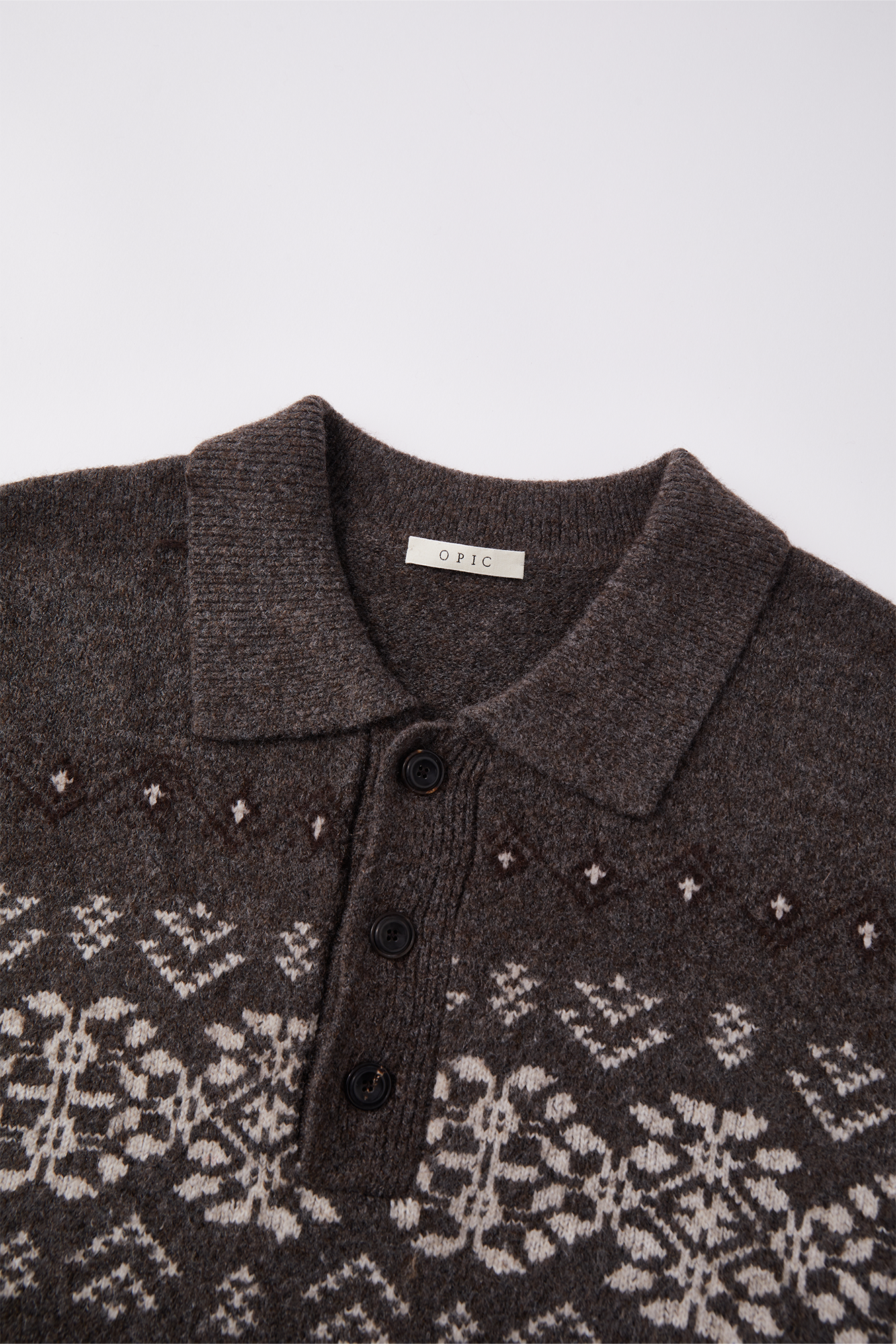 OPICLOTH Fair Isle Knit Polo Sweater, premium urban and streetwear designers apparel on PROJECTISR.com, OPICLOTH