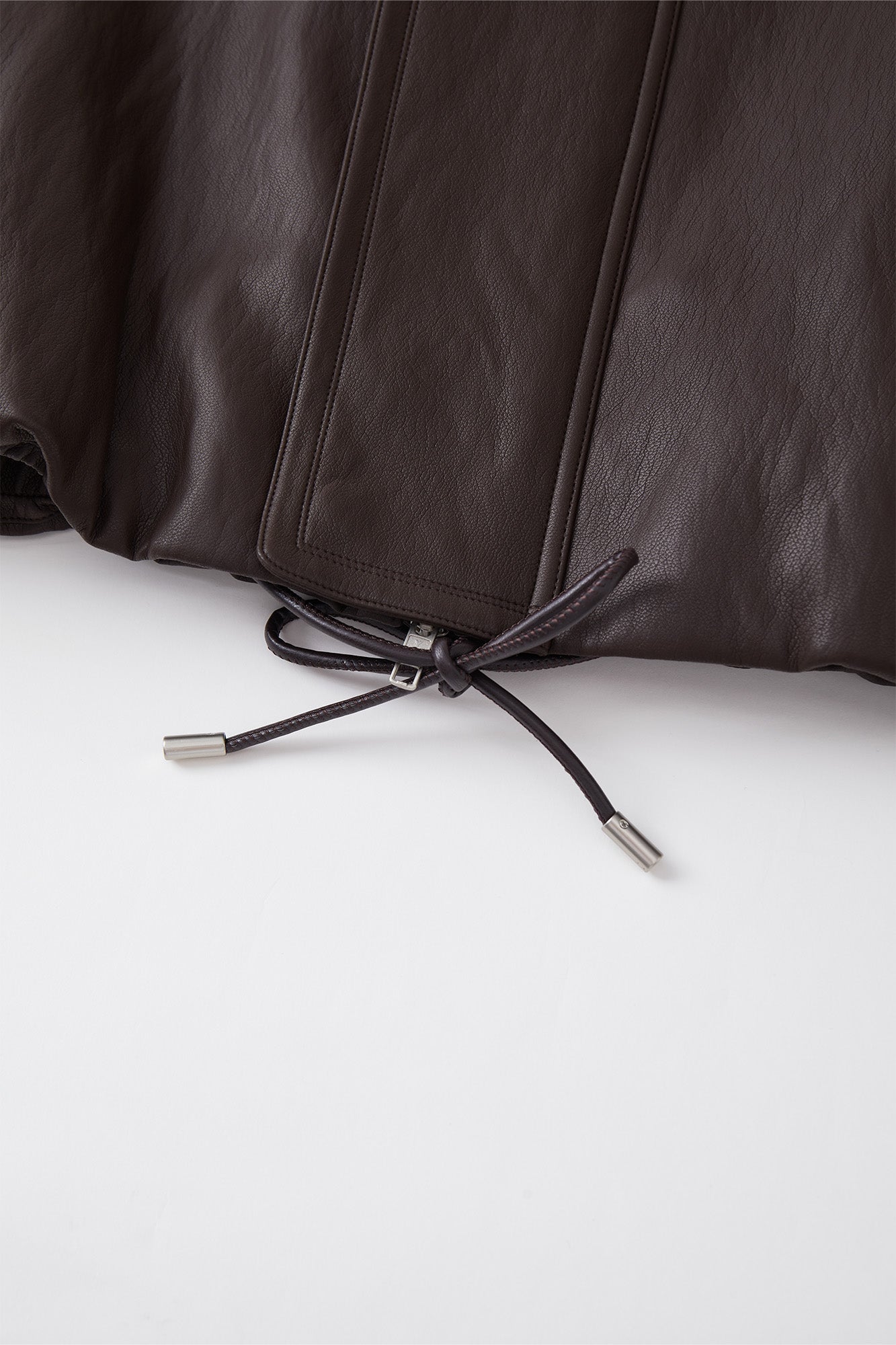 OPICLOTH Soft-Tanned Drawstring Faux Leather Jacket