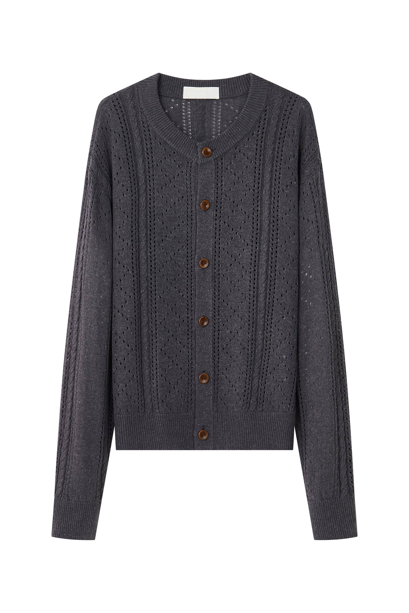 OPICLOTH Eyelet Knit Button-Up Cardigan