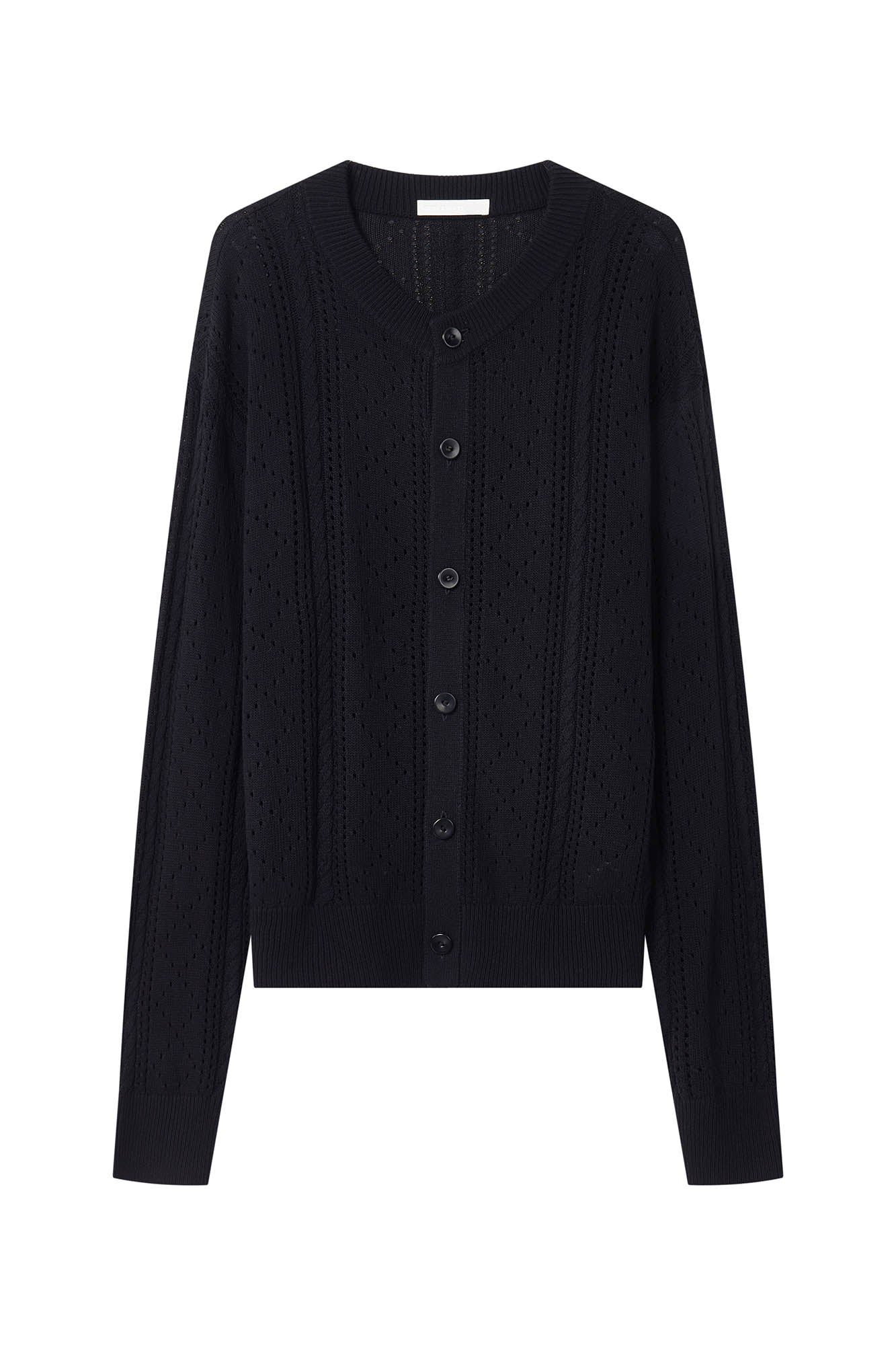 OPICLOTH Eyelet Knit Button-Up Cardigan