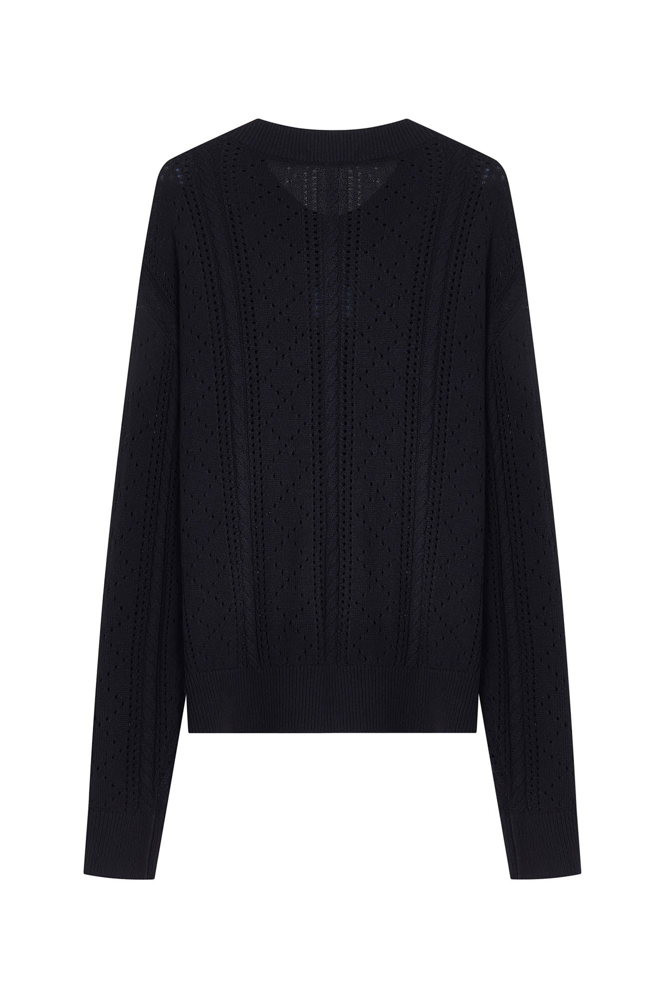 OPICLOTH Eyelet Knit Button-Up Cardigan