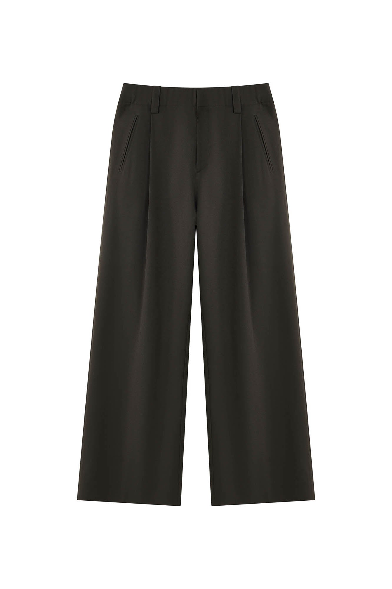 OPICLOTH Pleated Tapered Waist Straight-Leg Trousers