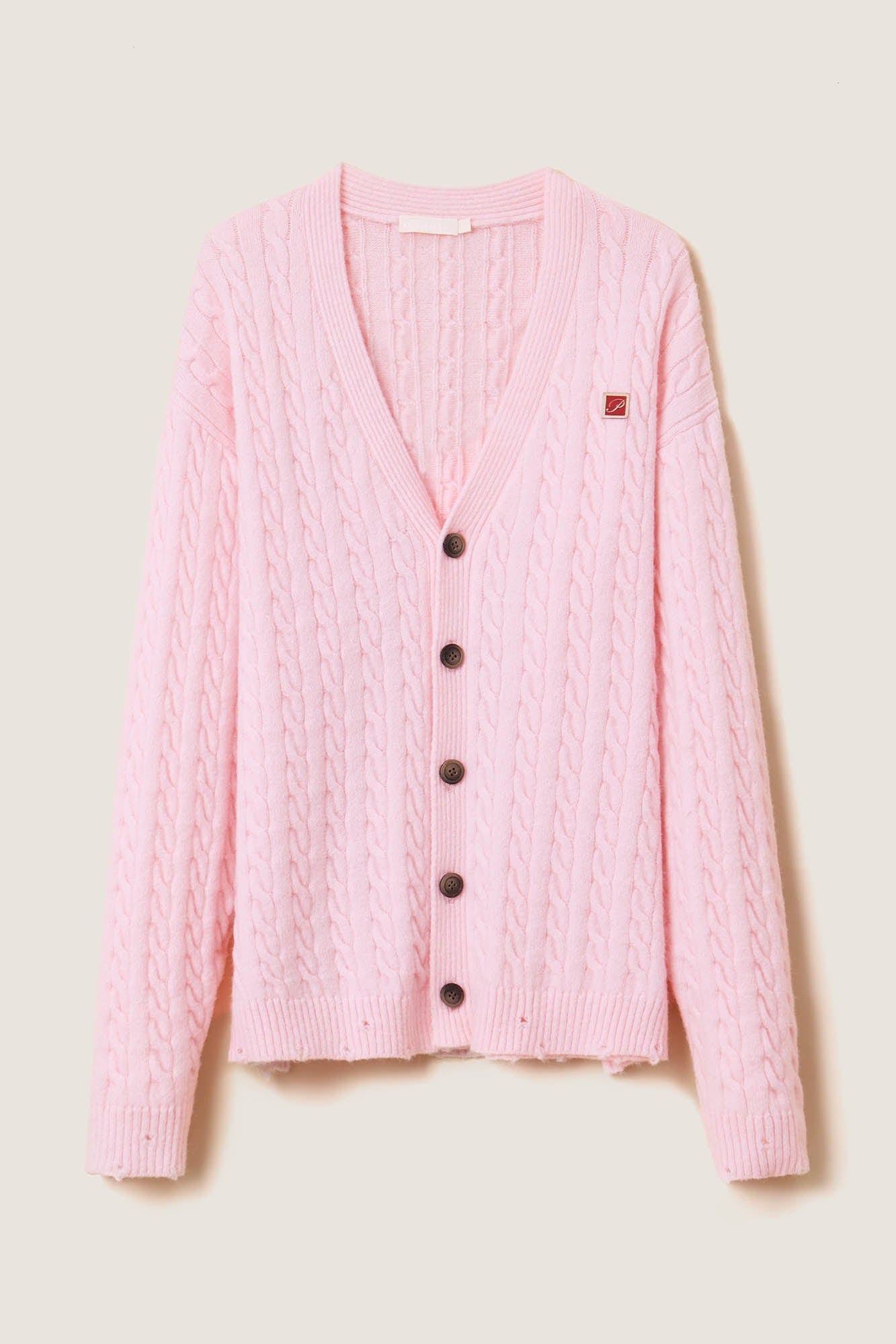 OPICLOTH Cable-Knit V-Neck Button-Up Cardigan