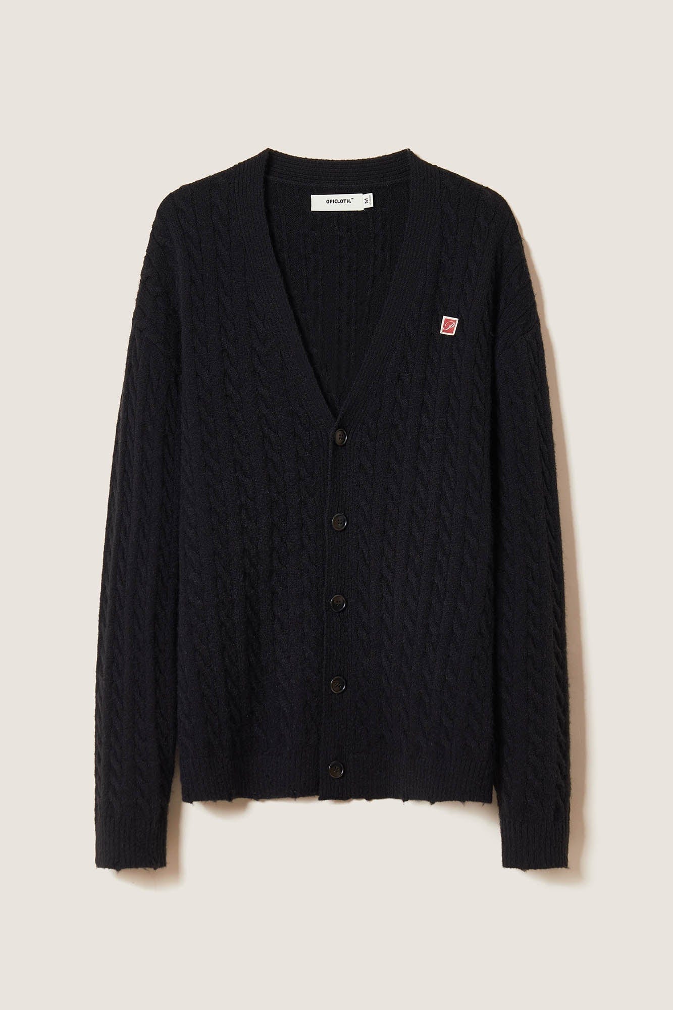 OPICLOTH Cable-Knit V-Neck Button-Up Cardigan