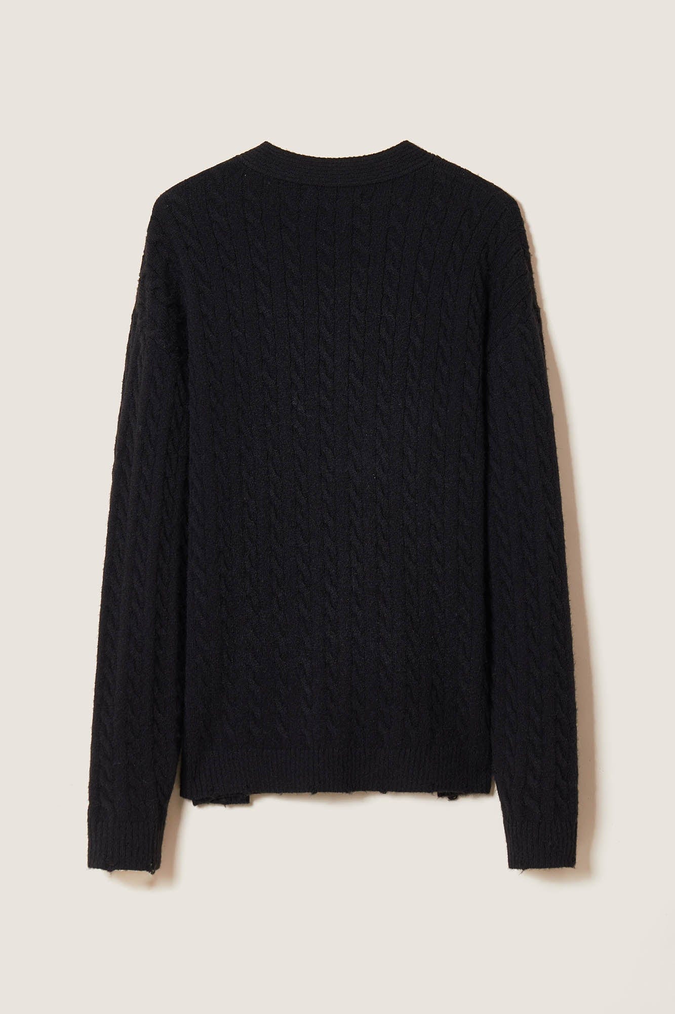 OPICLOTH Cable-Knit V-Neck Button-Up Cardigan