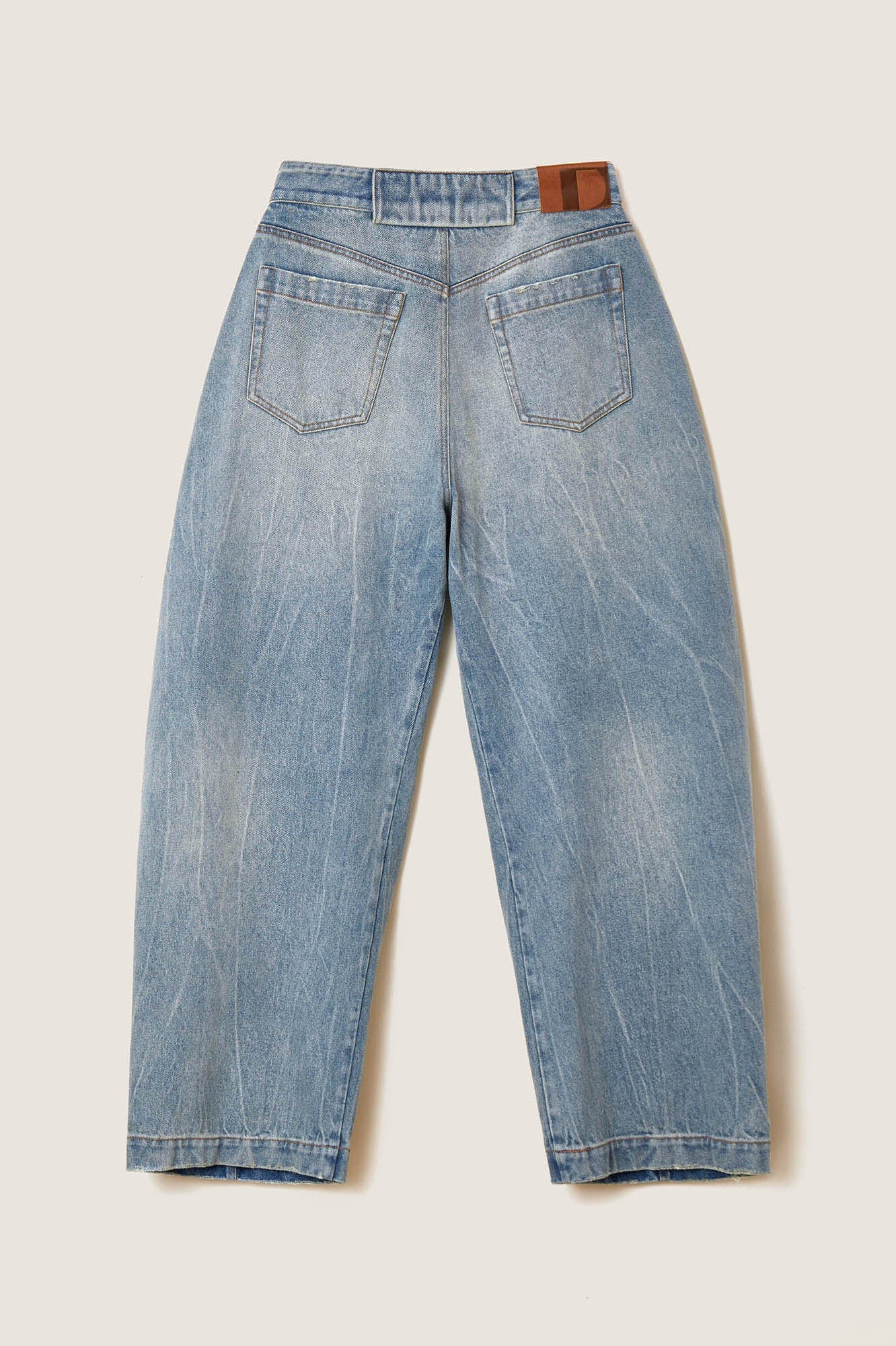 OPICLOTH Distressed Spliced Barrel-Leg Jeans