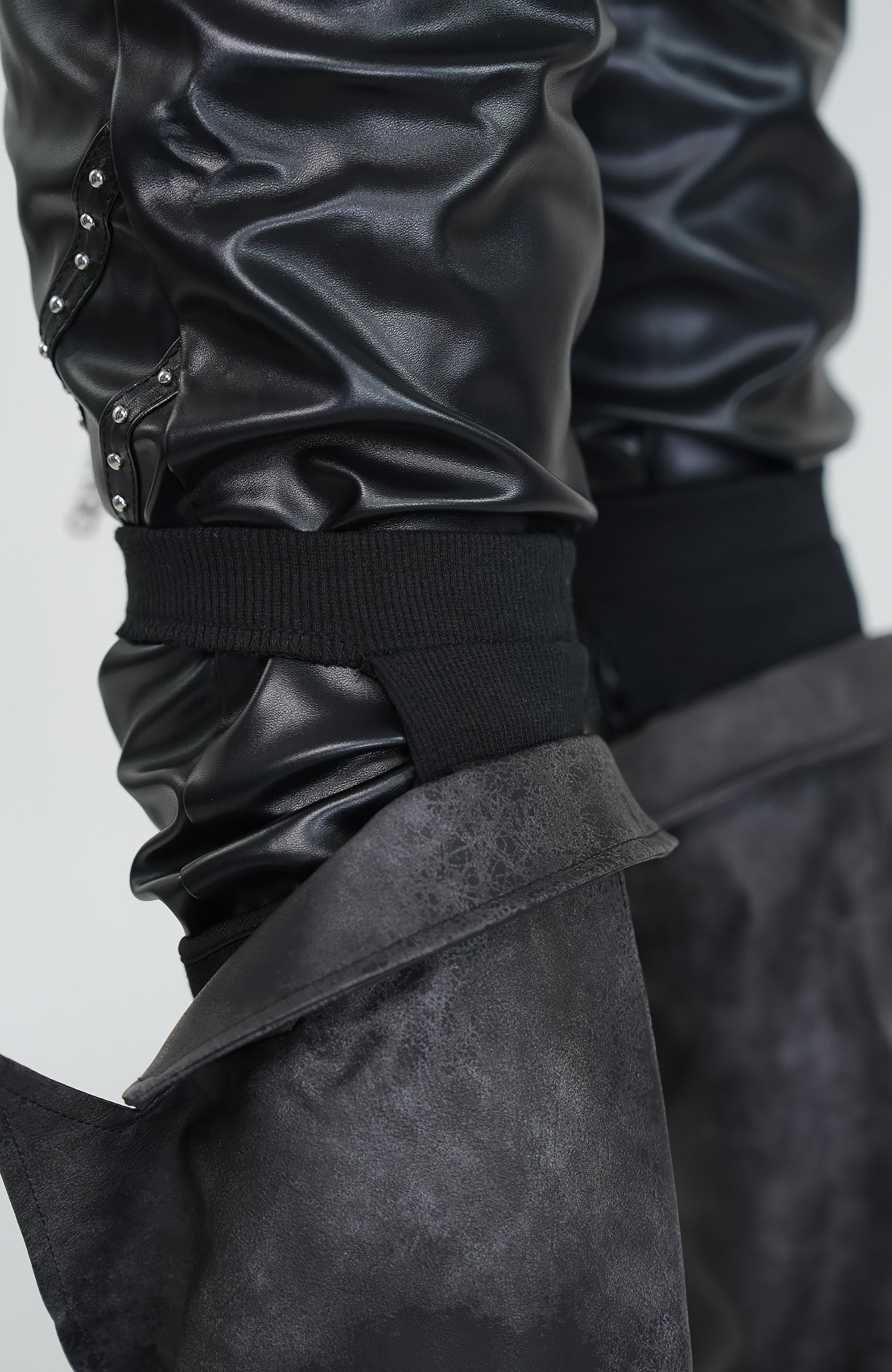 VE2 Convertible Moto Faux Leather Flare Pants