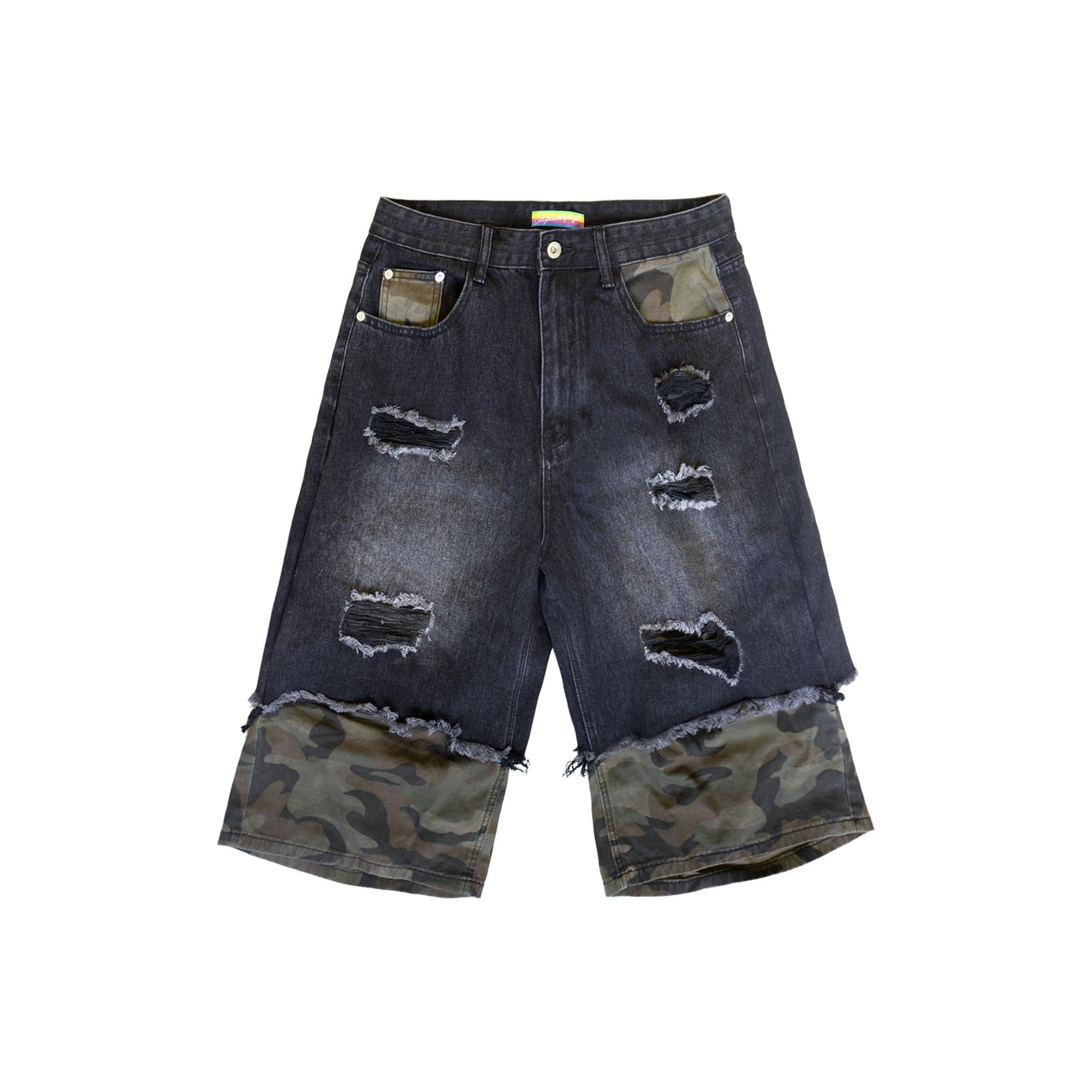 CLP Distressed Layered Camo Cargo Shorts, premium urban and streetwear designers apparel on PROJECTISR.com, CLP