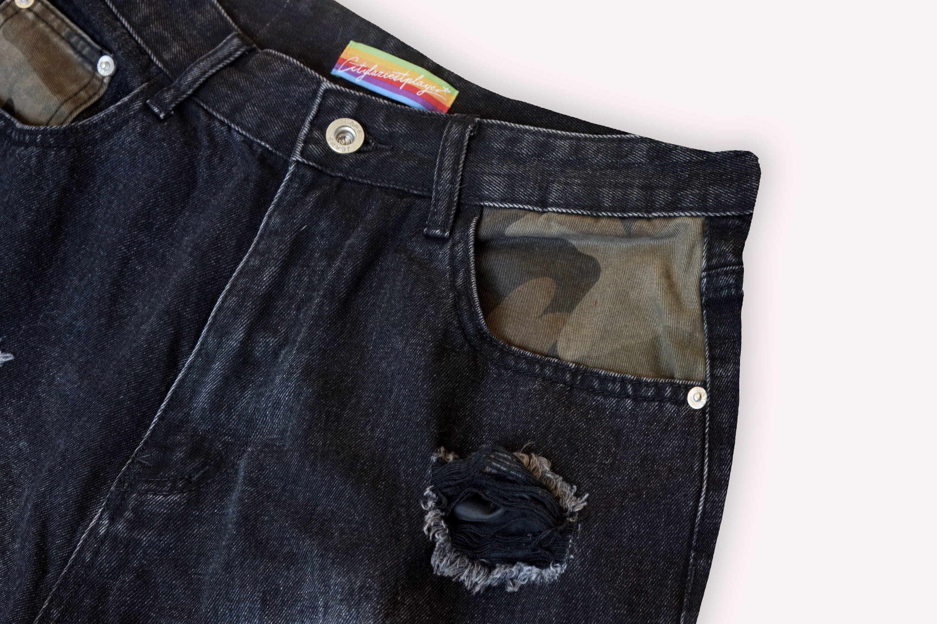 CLP Distressed Layered Camo Cargo Shorts, premium urban and streetwear designers apparel on PROJECTISR.com, CLP