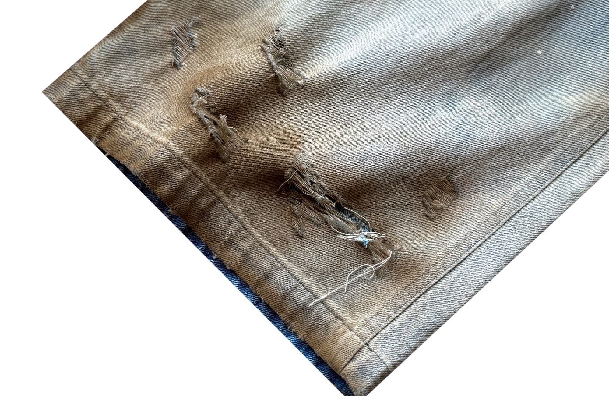 CINDER VEIN Distressed Washed Crinkled Spliced Faux Leather Waistband Jeans