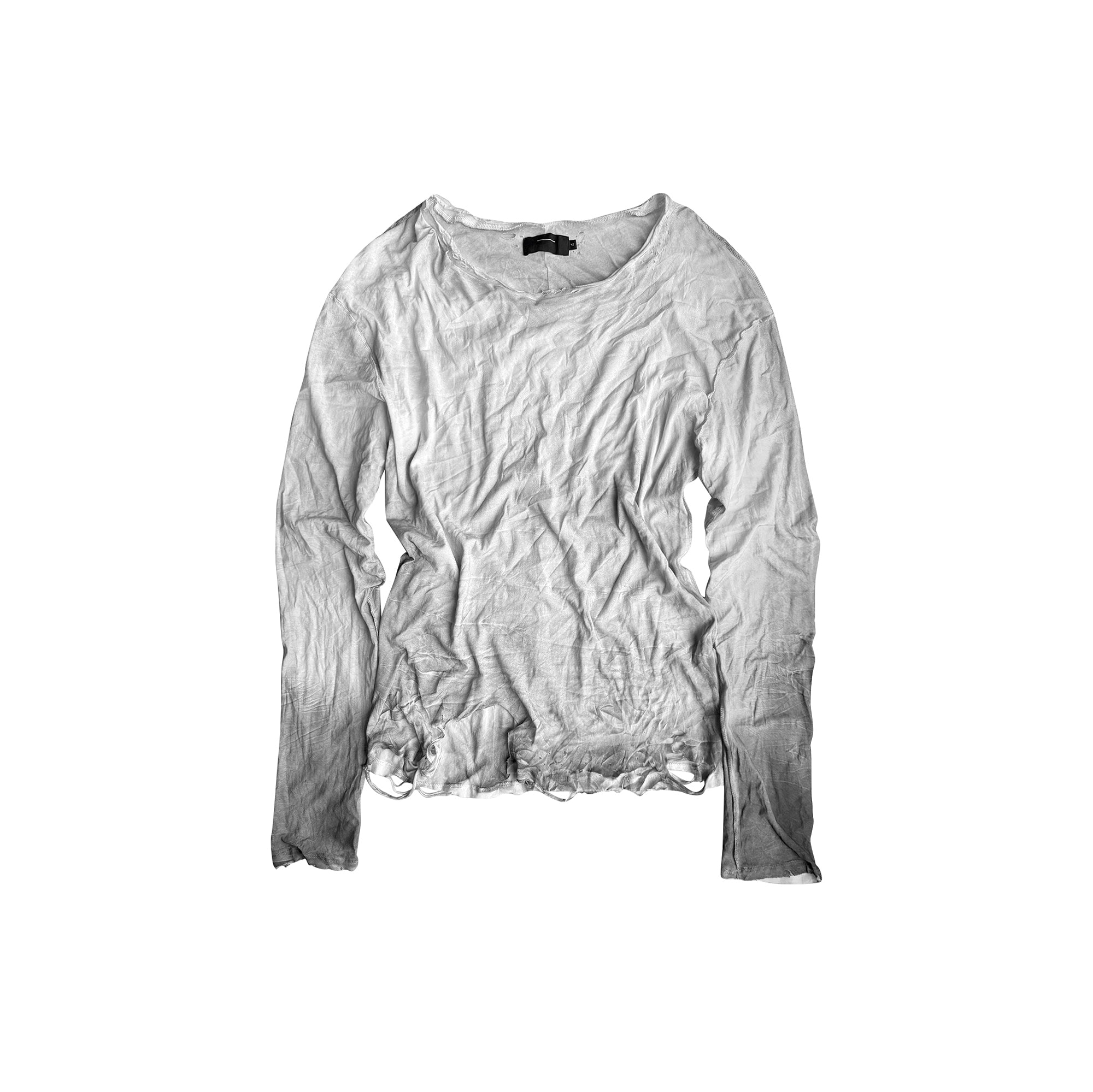 CINDER VEIN Distressed Washed Brush-Paint Crinkled Long-Sleeve Tee