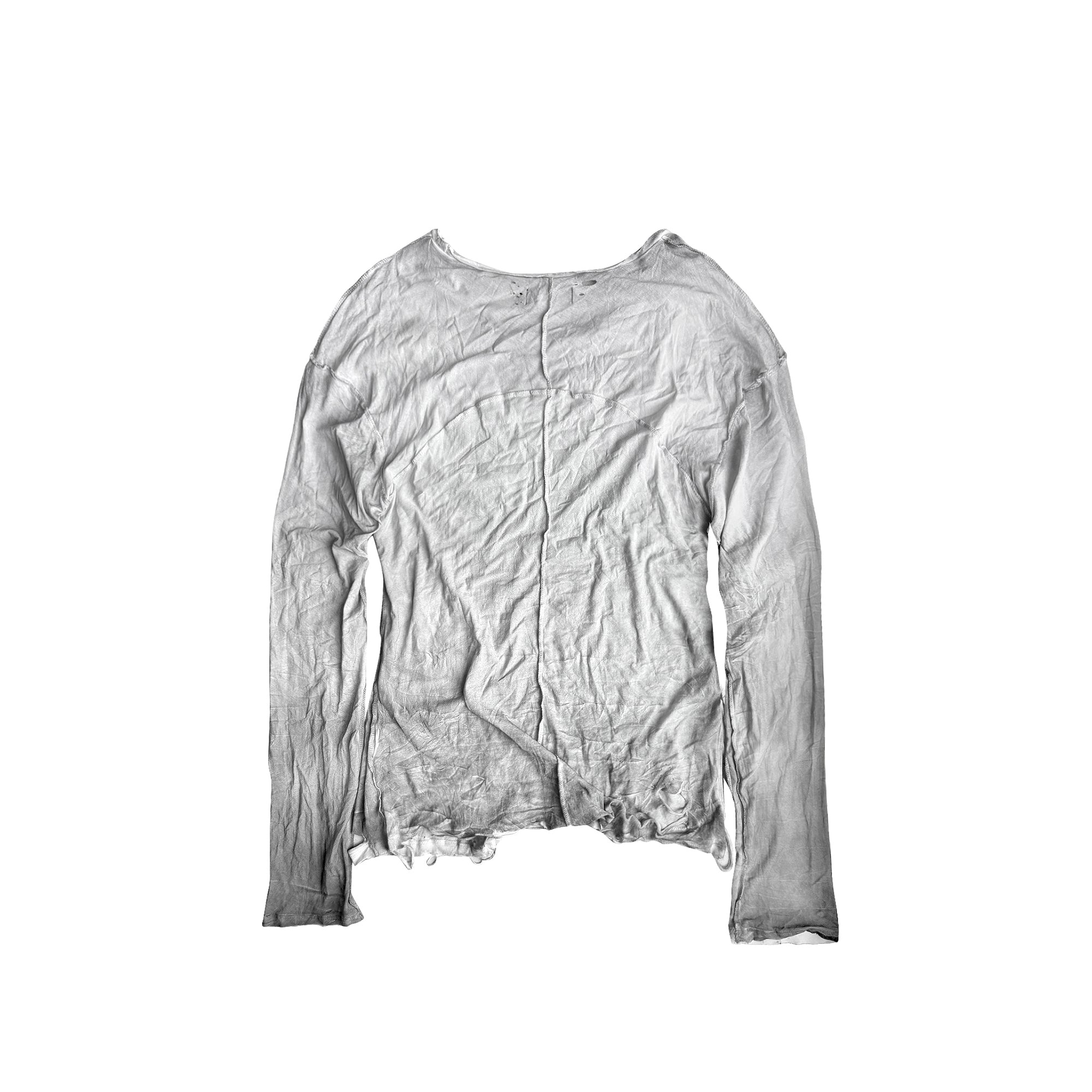 CINDER VEIN Distressed Washed Brush-Paint Crinkled Long-Sleeve Tee
