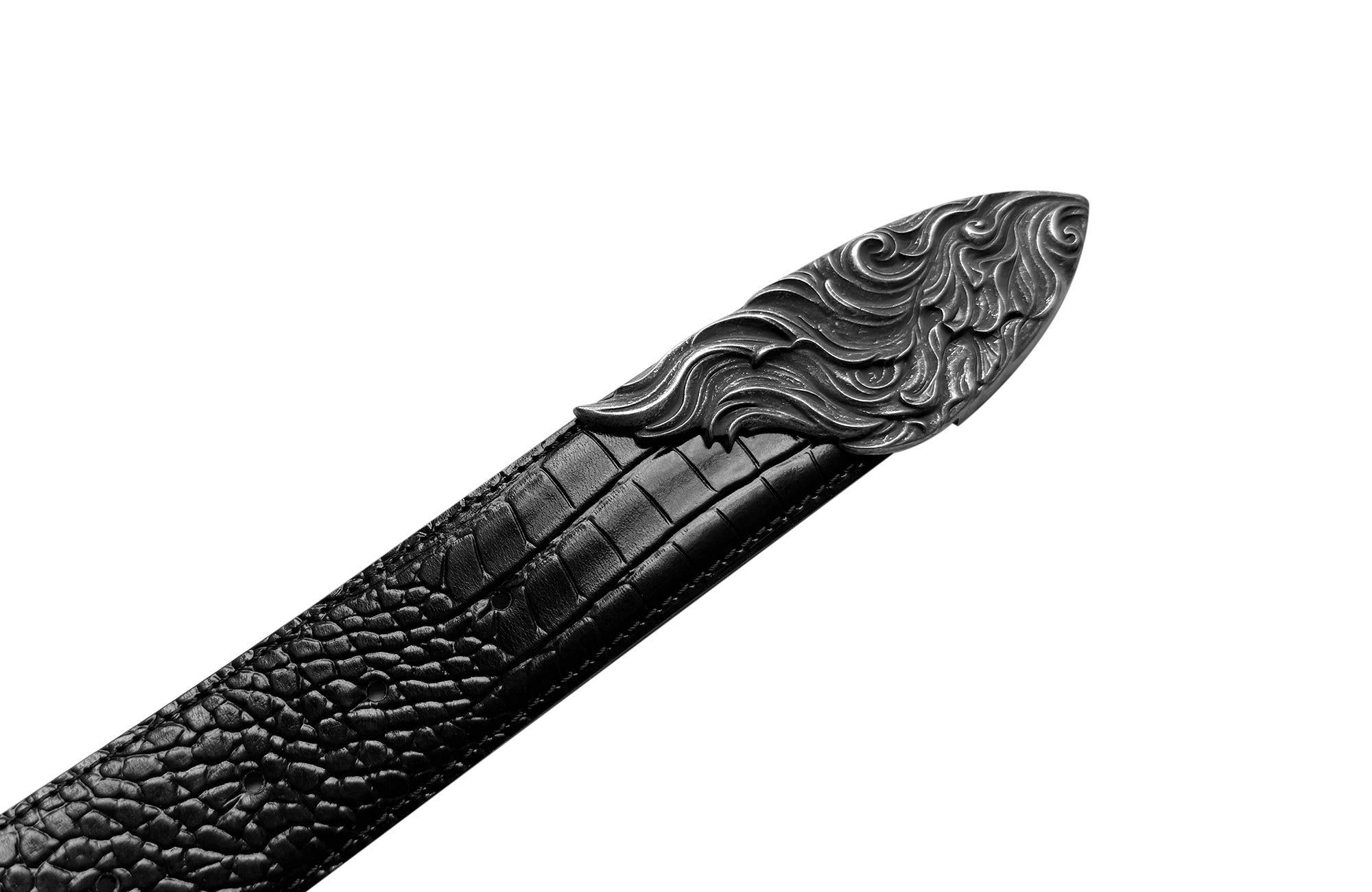 CINDER VEIN Three-Beast Skull Zinc Alloy Crocodile-Embossed Leather Belt