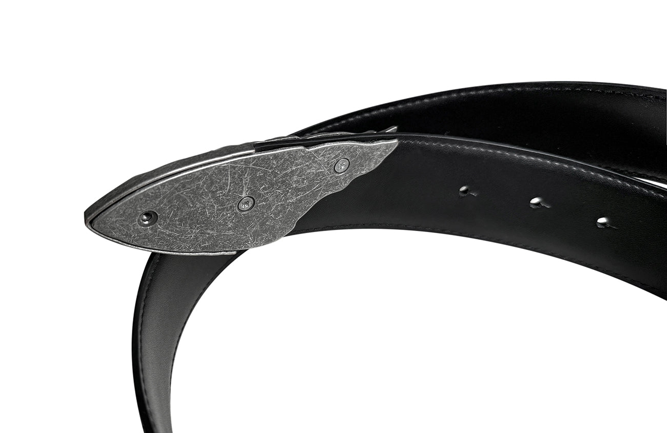 CINDER VEIN Three-Beast Skull Zinc Alloy Crocodile-Embossed Leather Belt