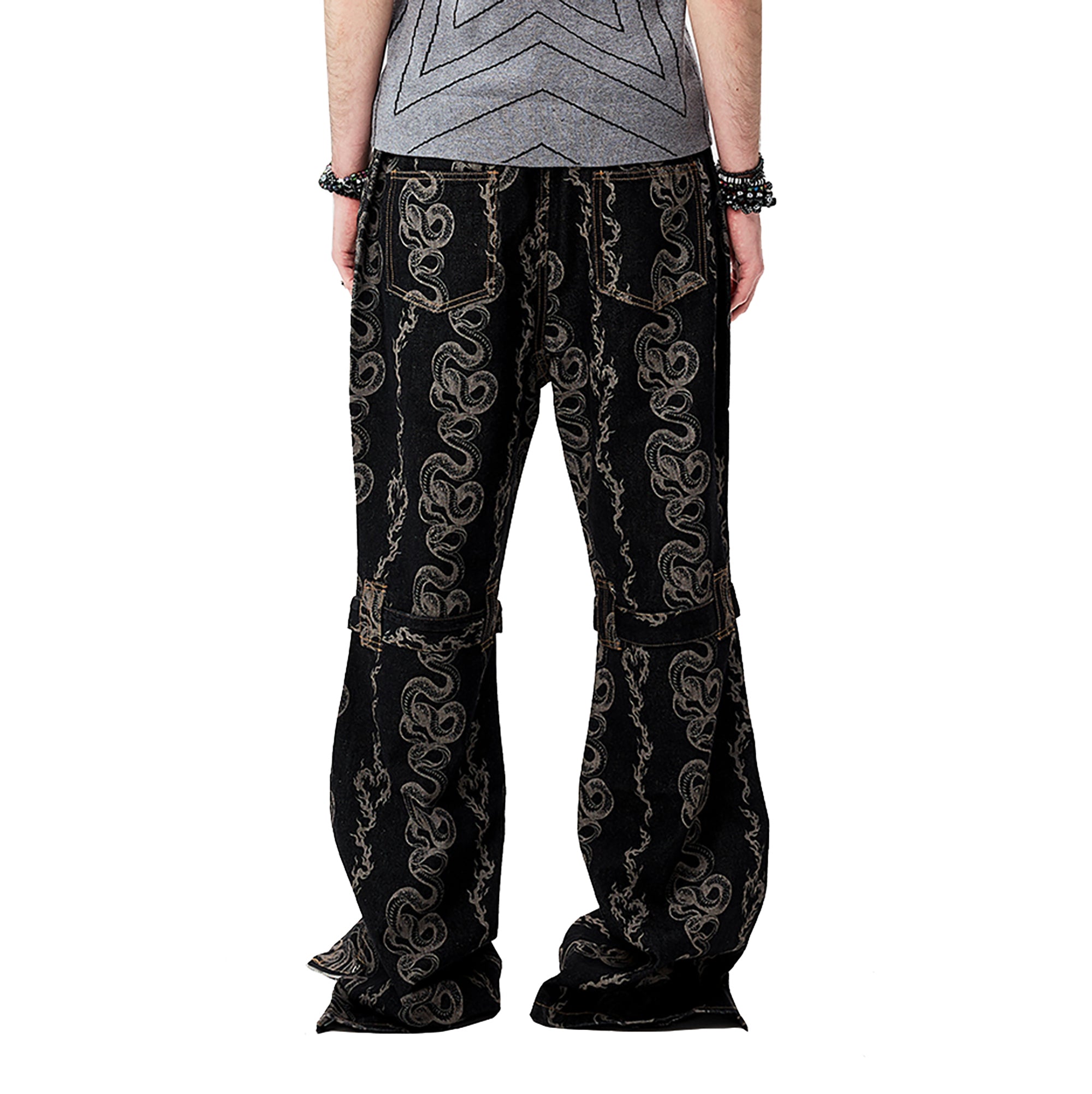 CYCYCY Serpentine Strap Buckled Flared Jeans
