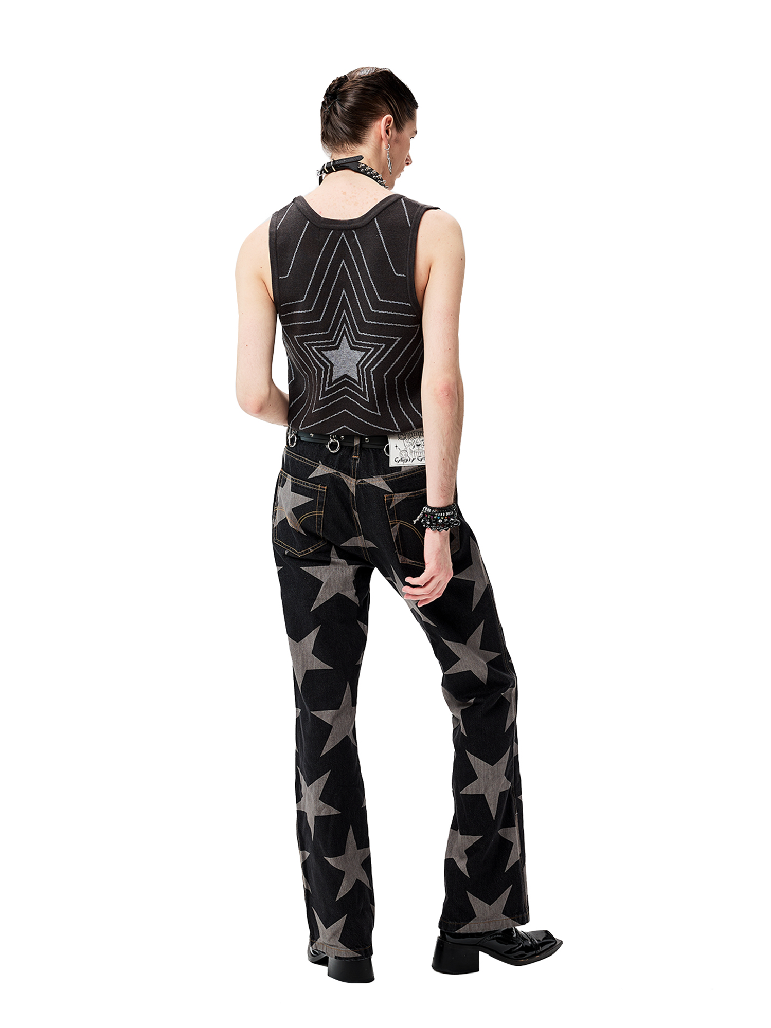 CYCYCY Retro Star Intarsia Knit Vest