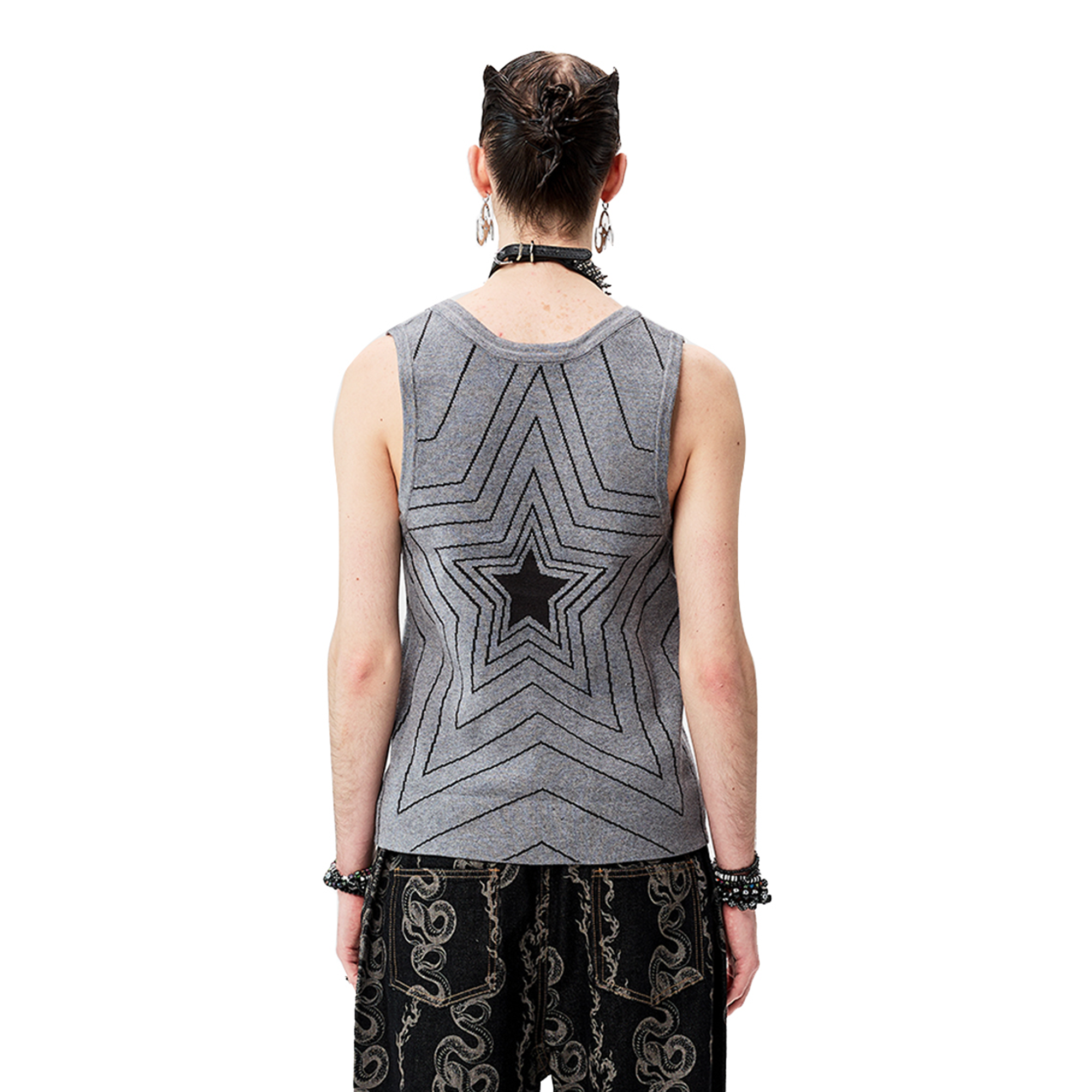 CYCYCY Retro Star Intarsia Knit Vest
