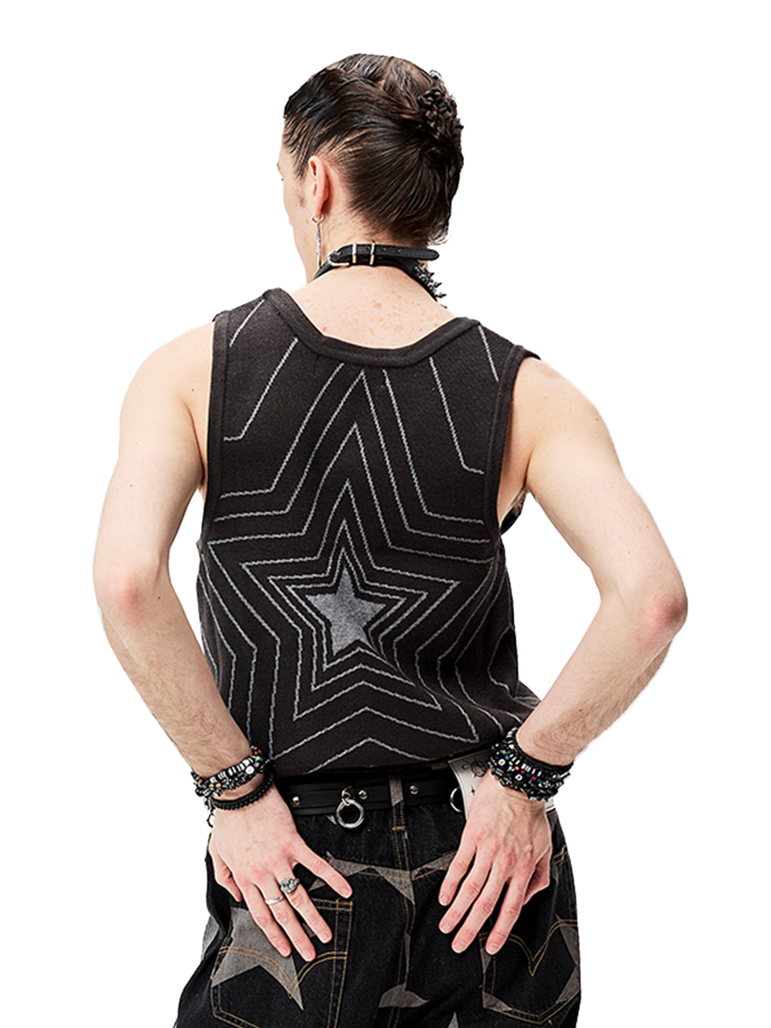 CYCYCY Retro Star Intarsia Knit Vest