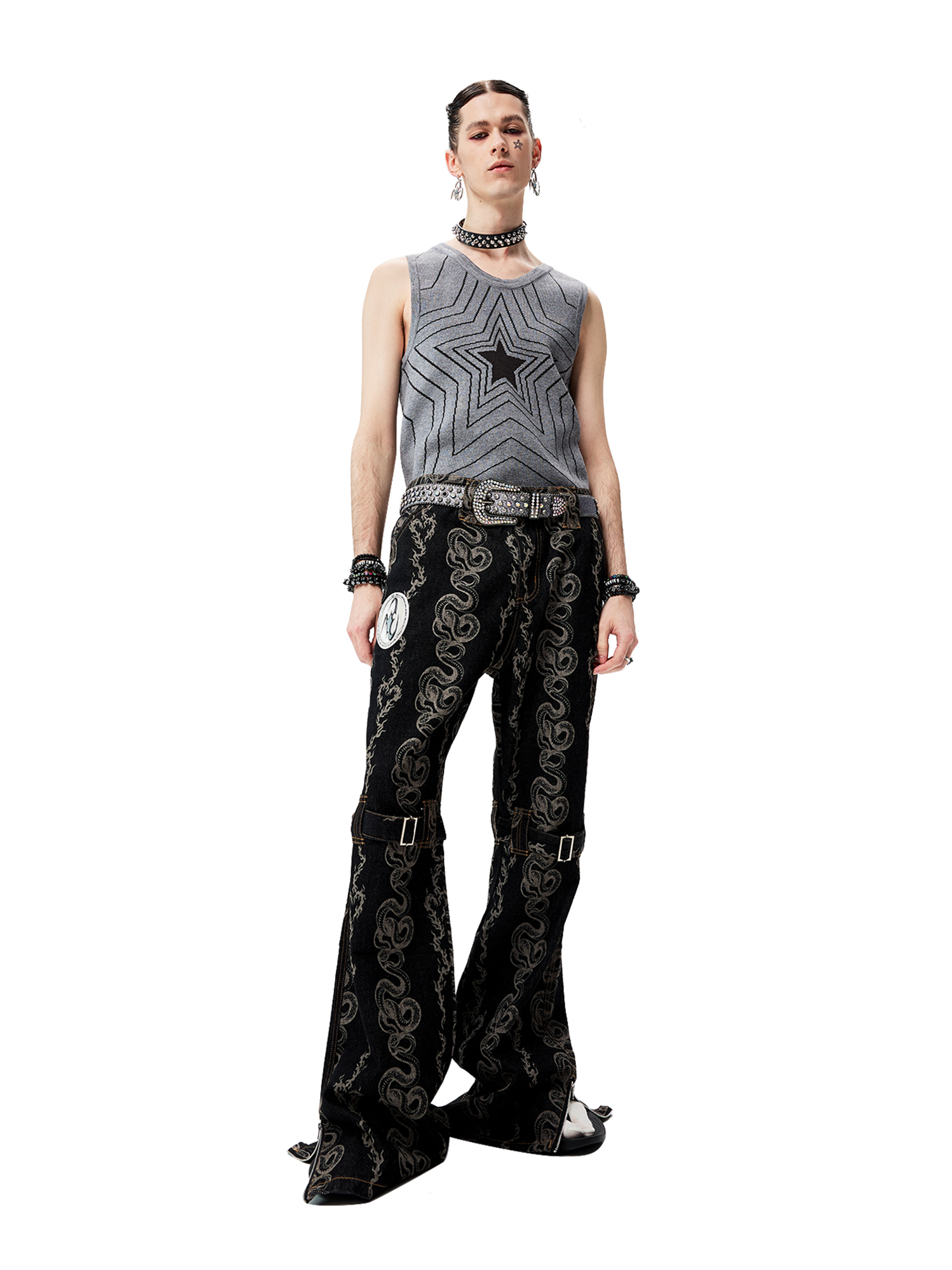 CYCYCY Retro Star Intarsia Knit Vest