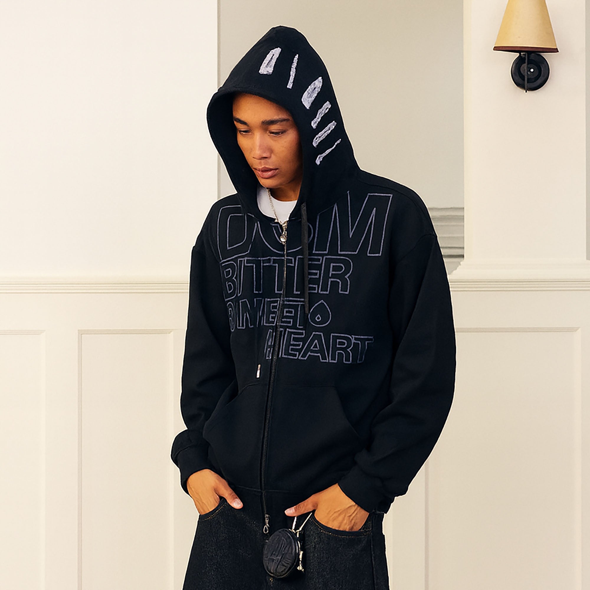 DONSMOKE Hairclip Graphic Double-Zip Hooded Jacket, premium urban and streetwear designers apparel on PROJECTISR.com, DONSMOKE