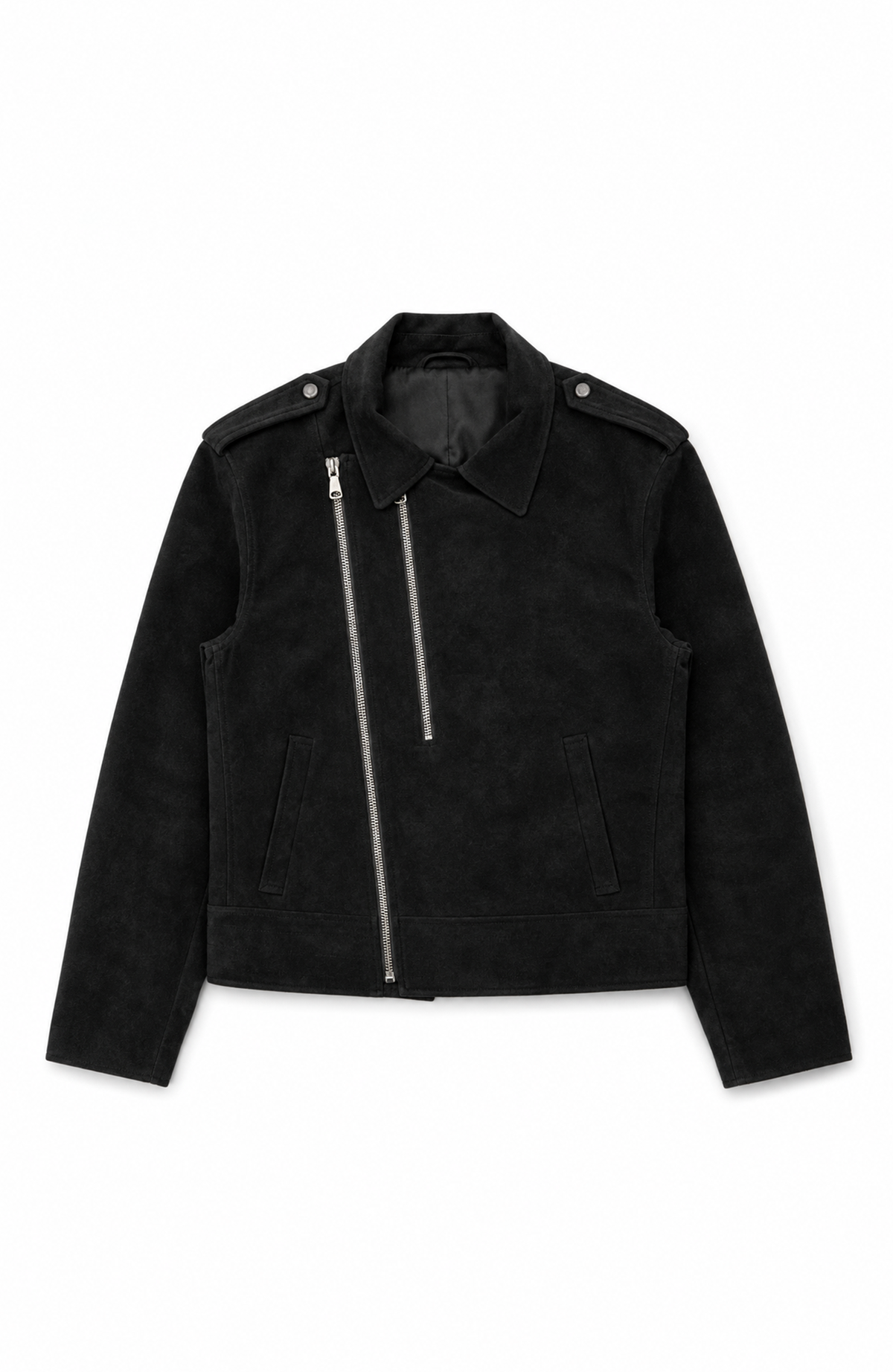 IN EXISTENCE Suede-Touch Double-Zip Biker Jacket