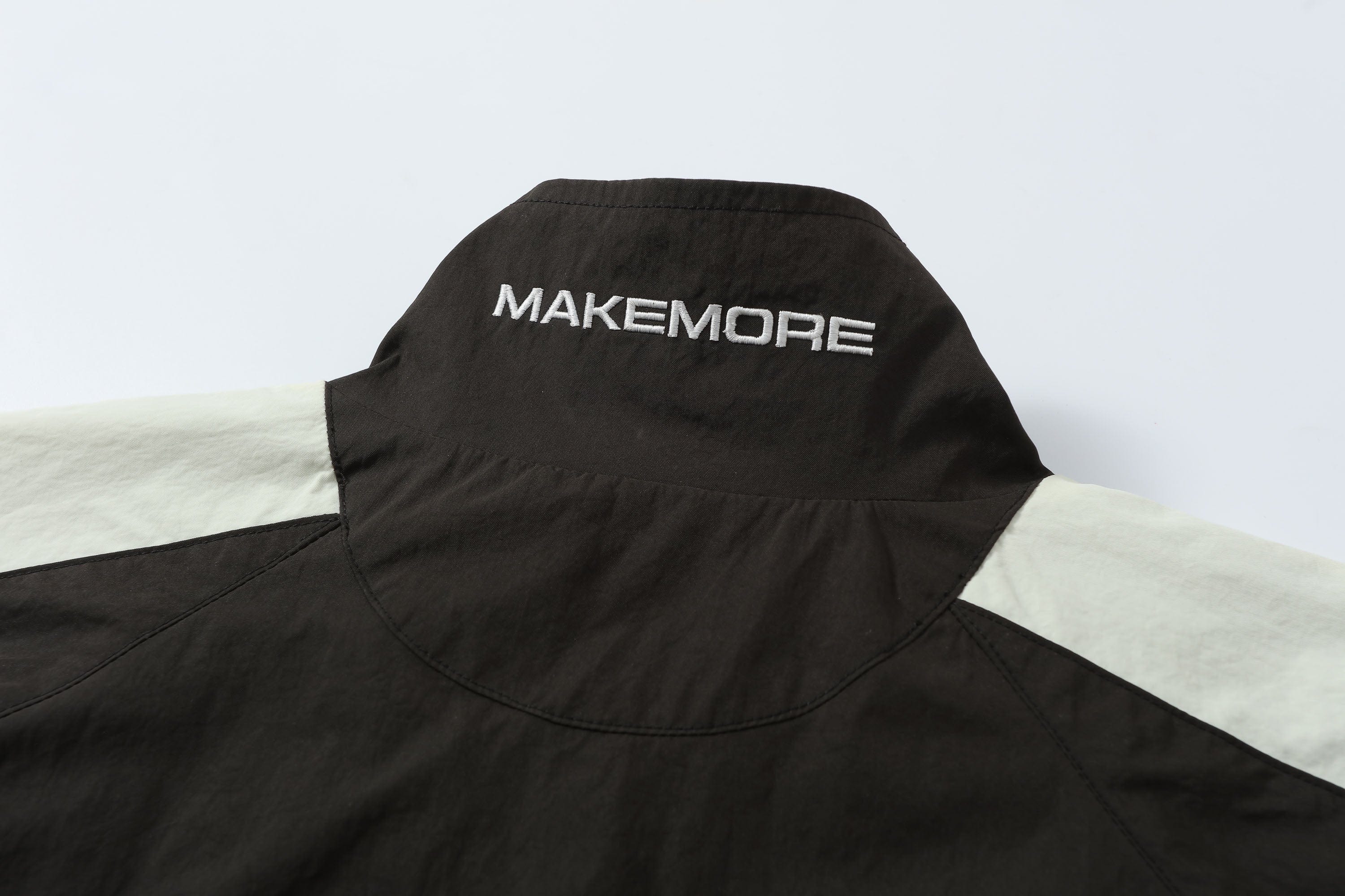 MAKEMORE Retro Contrast Panel Embroidery Jacket, premium urban and streetwear designers apparel on PROJECTISR.com, MAKEMORE
