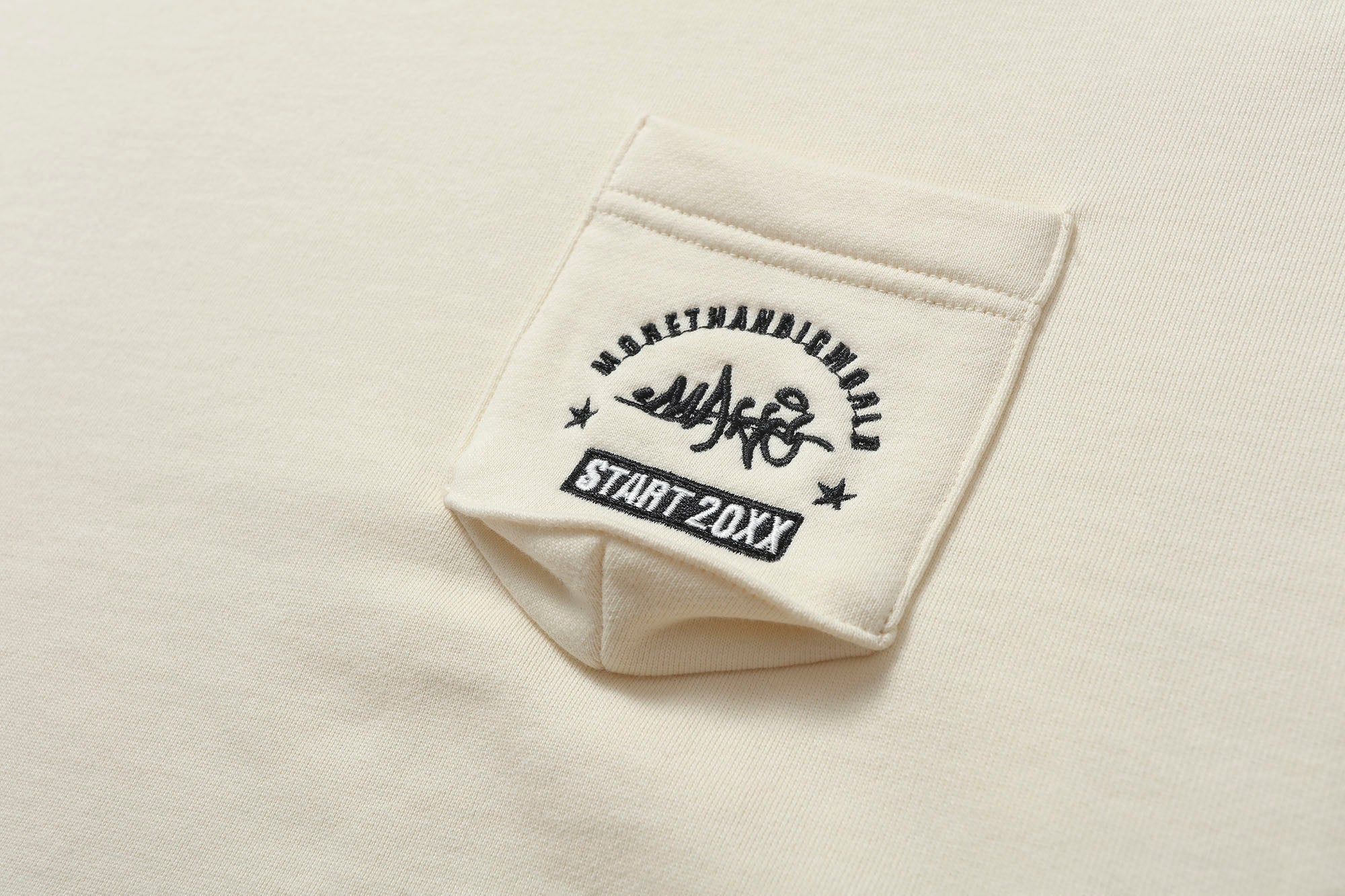 MAKEMORE Faux-Layer Embroidered Pocket Hoodie, premium urban and streetwear designers apparel on PROJECTISR.com, MAKEMORE