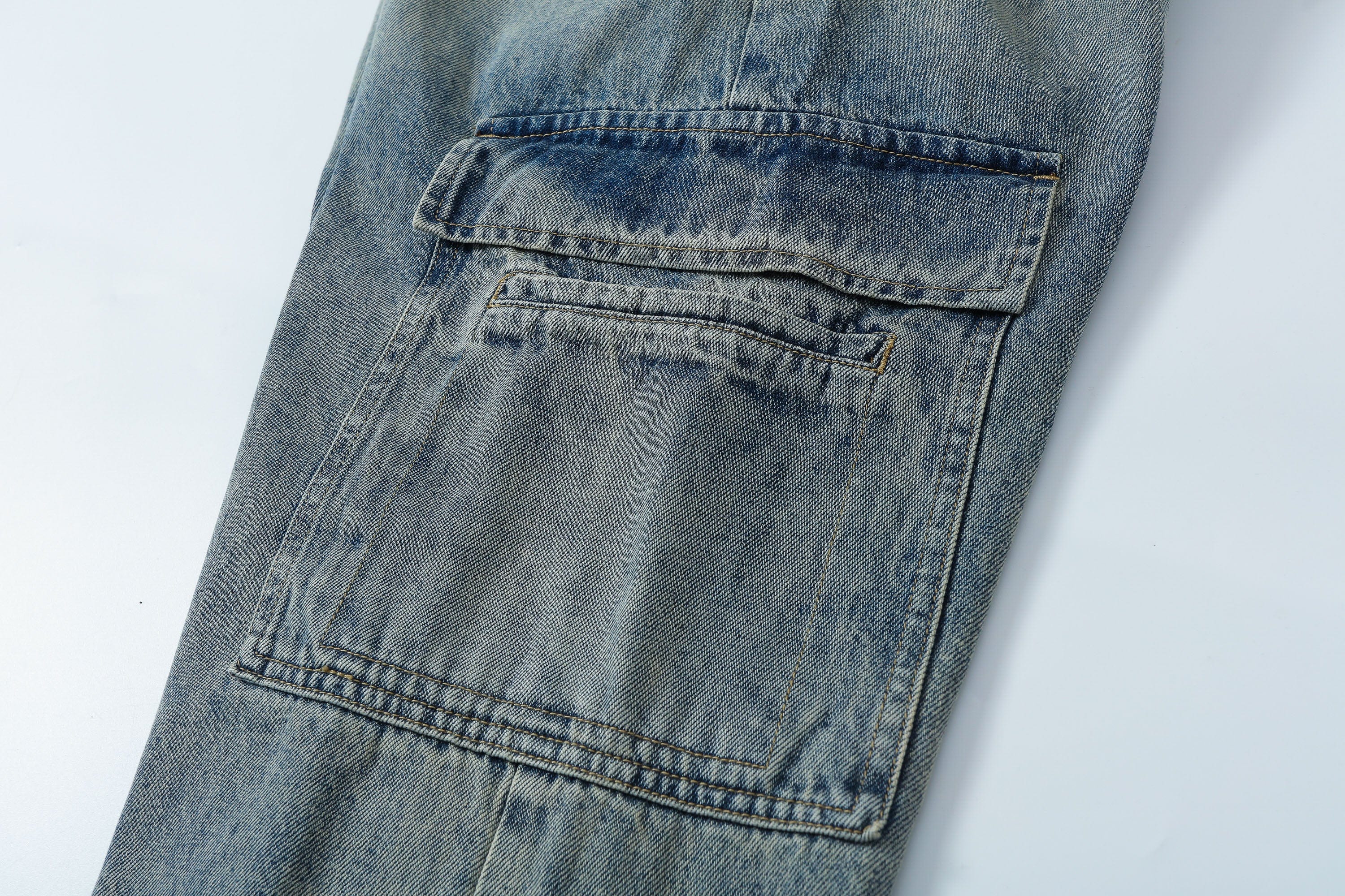 MAKEMORE Gradient Washed Wide-Leg Cargo Jeans, premium urban and streetwear designers apparel on PROJECTISR.com, MAKEMORE