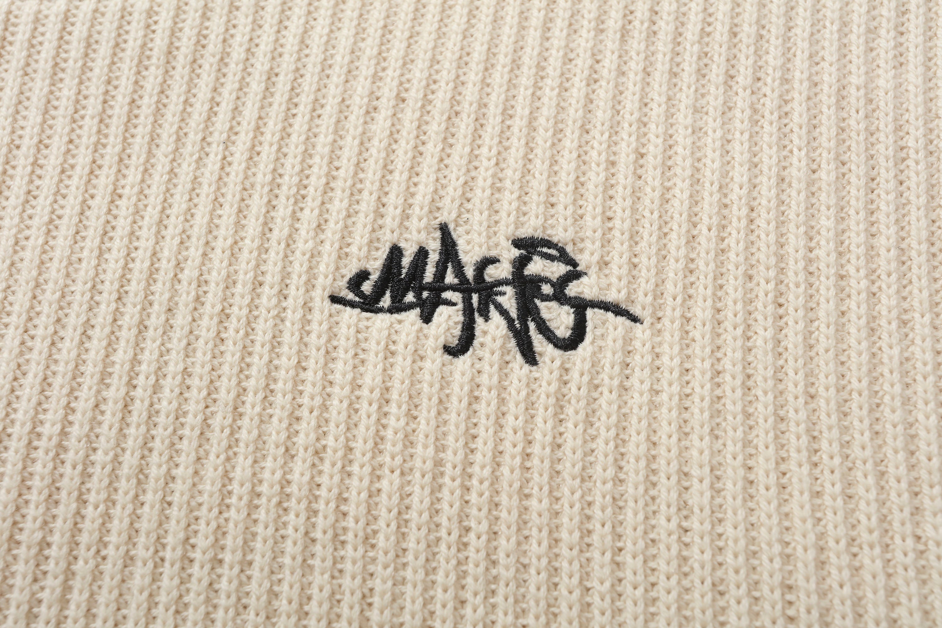 MAKEMORE Embossed Logo Rib Sweater