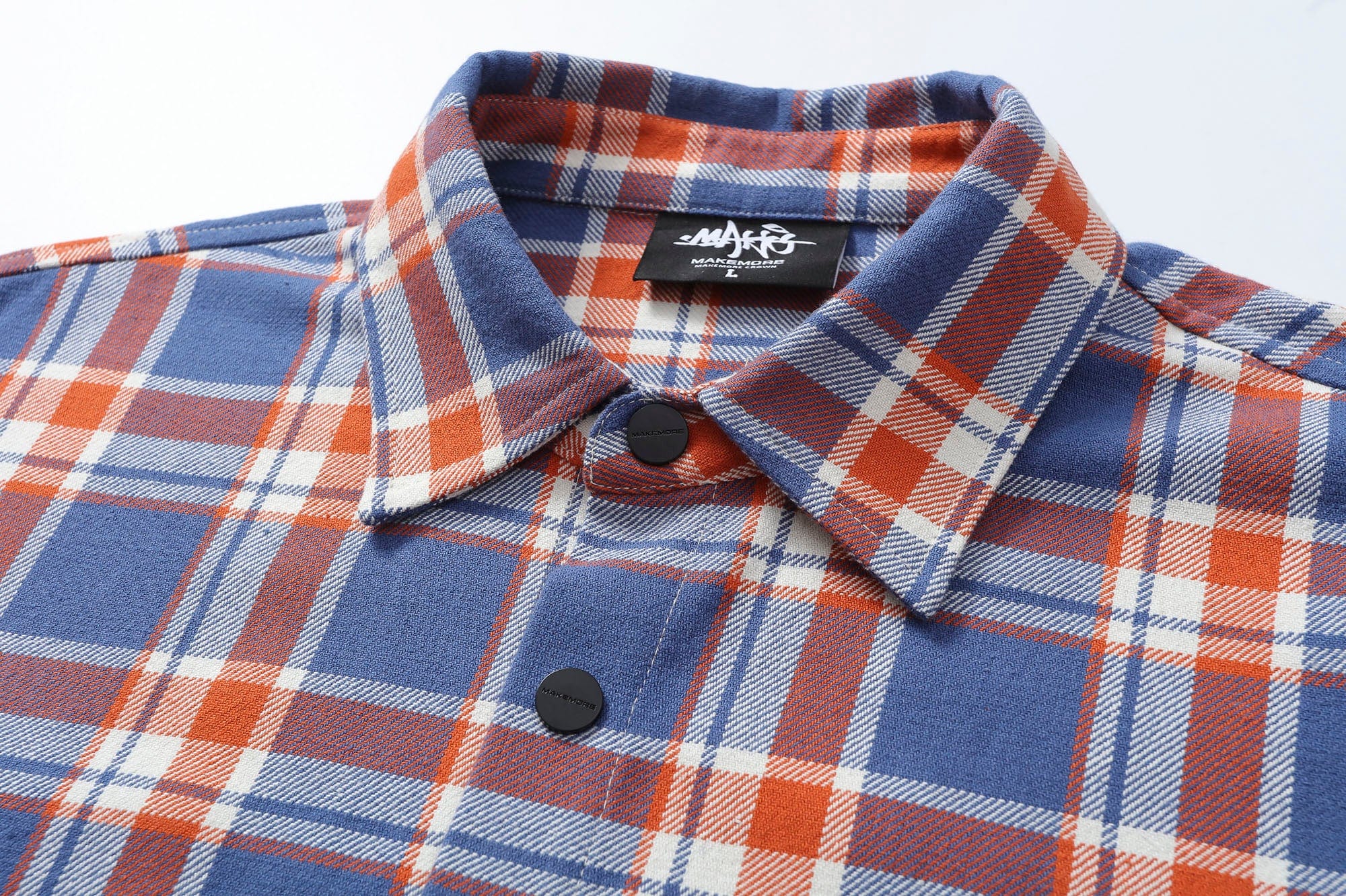 MAKEMORE Flap Pocket Plaid LOGO Patch Shirt, premium urban and streetwear designers apparel on PROJECTISR.com, MAKEMORE