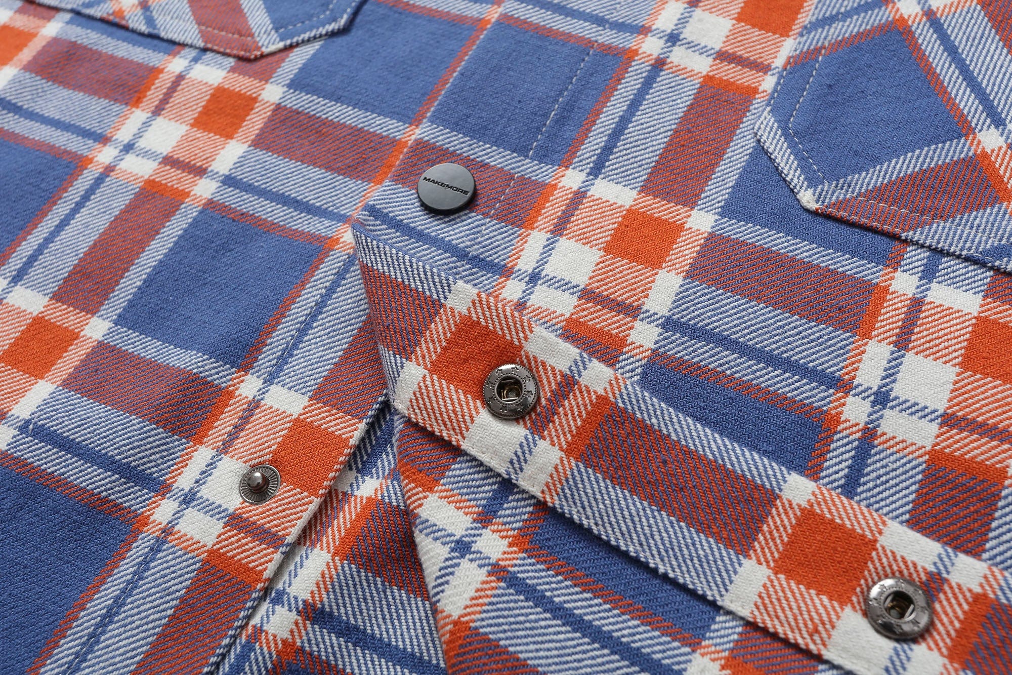 MAKEMORE Flap Pocket Plaid LOGO Patch Shirt, premium urban and streetwear designers apparel on PROJECTISR.com, MAKEMORE