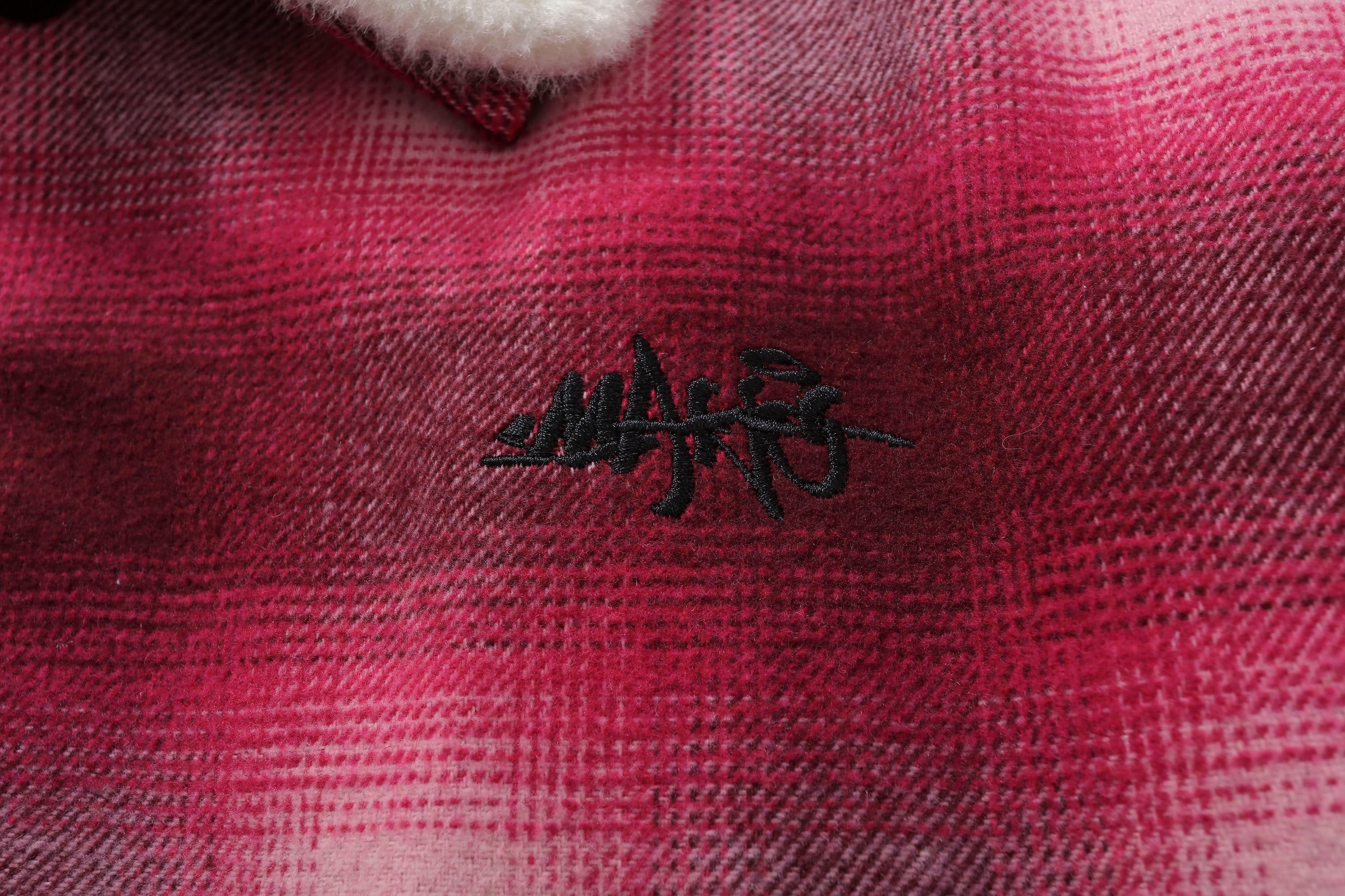 MAKEMORE Detachable Faux Fur Collar Plaid Jacket