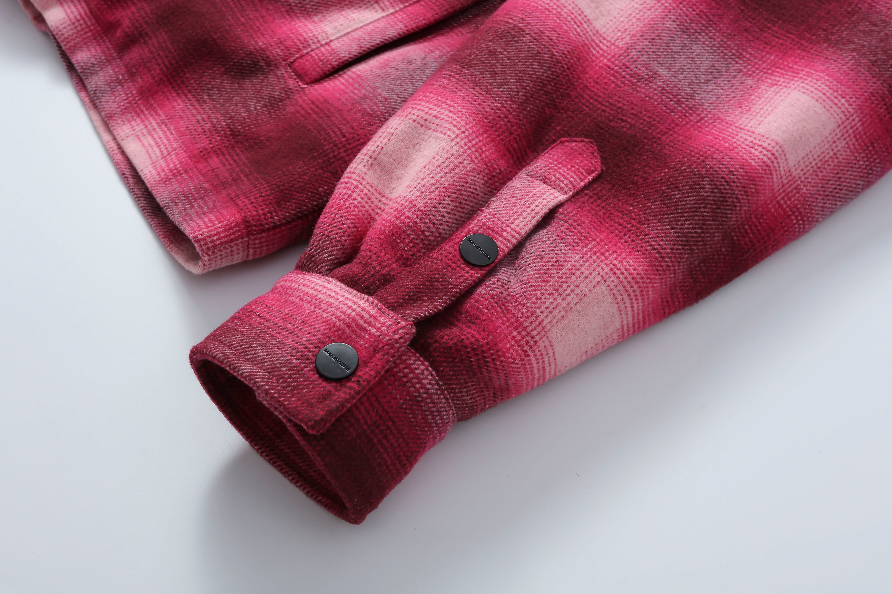 MAKEMORE Detachable Faux Fur Collar Plaid Jacket
