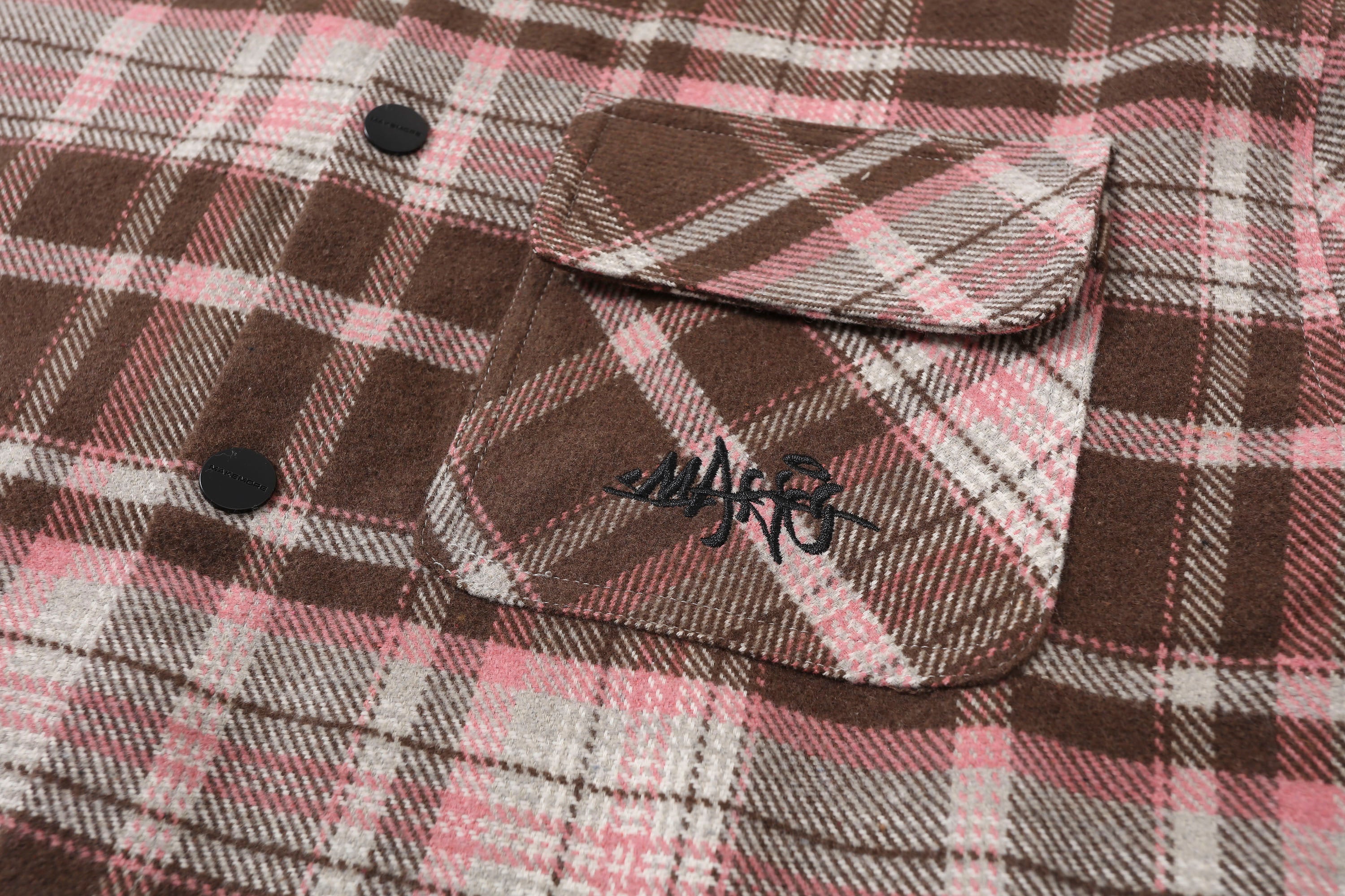 MAKEMORE Plaid Flap Pocket Oversized Shirt