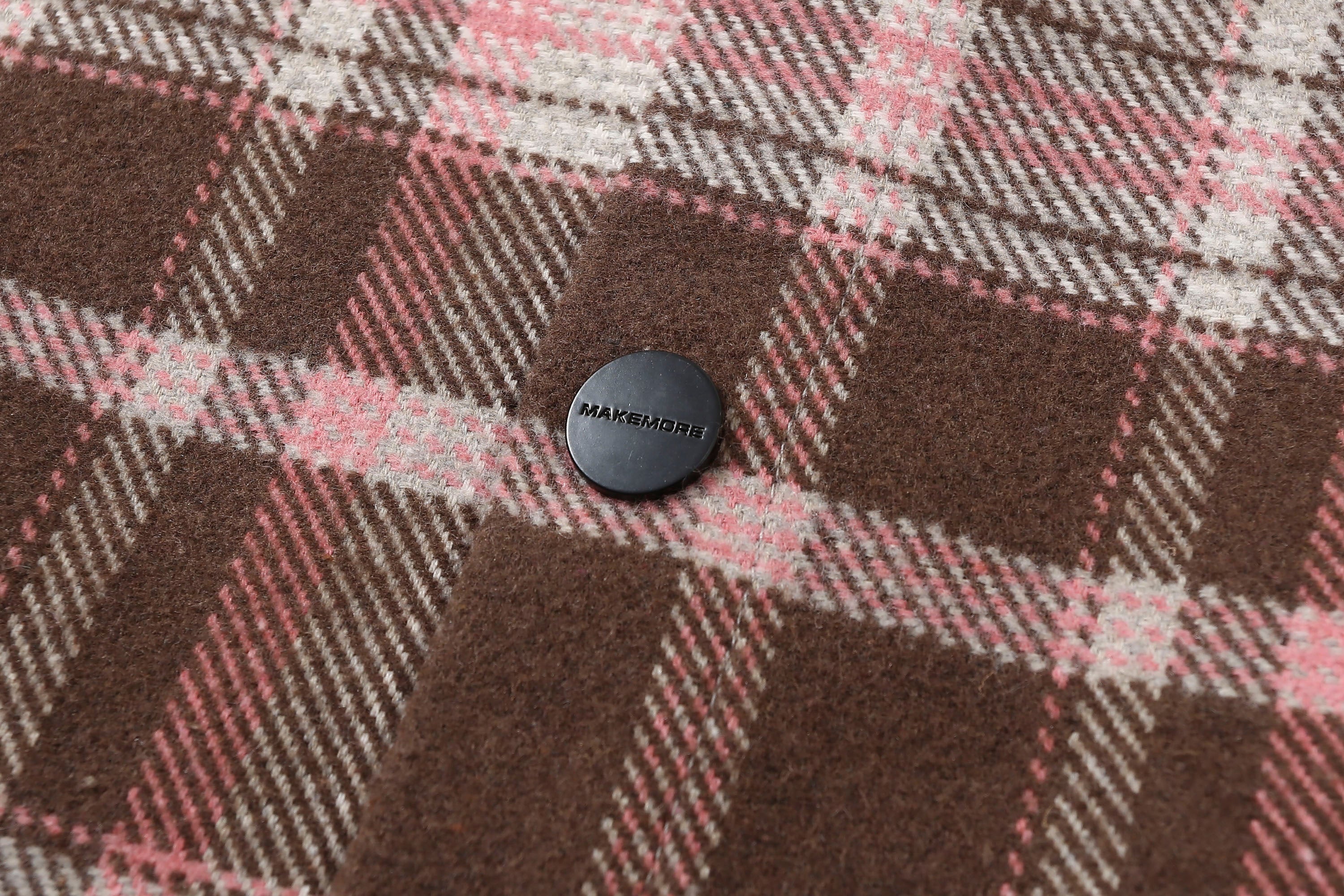 MAKEMORE Plaid Flap Pocket Oversized Shirt