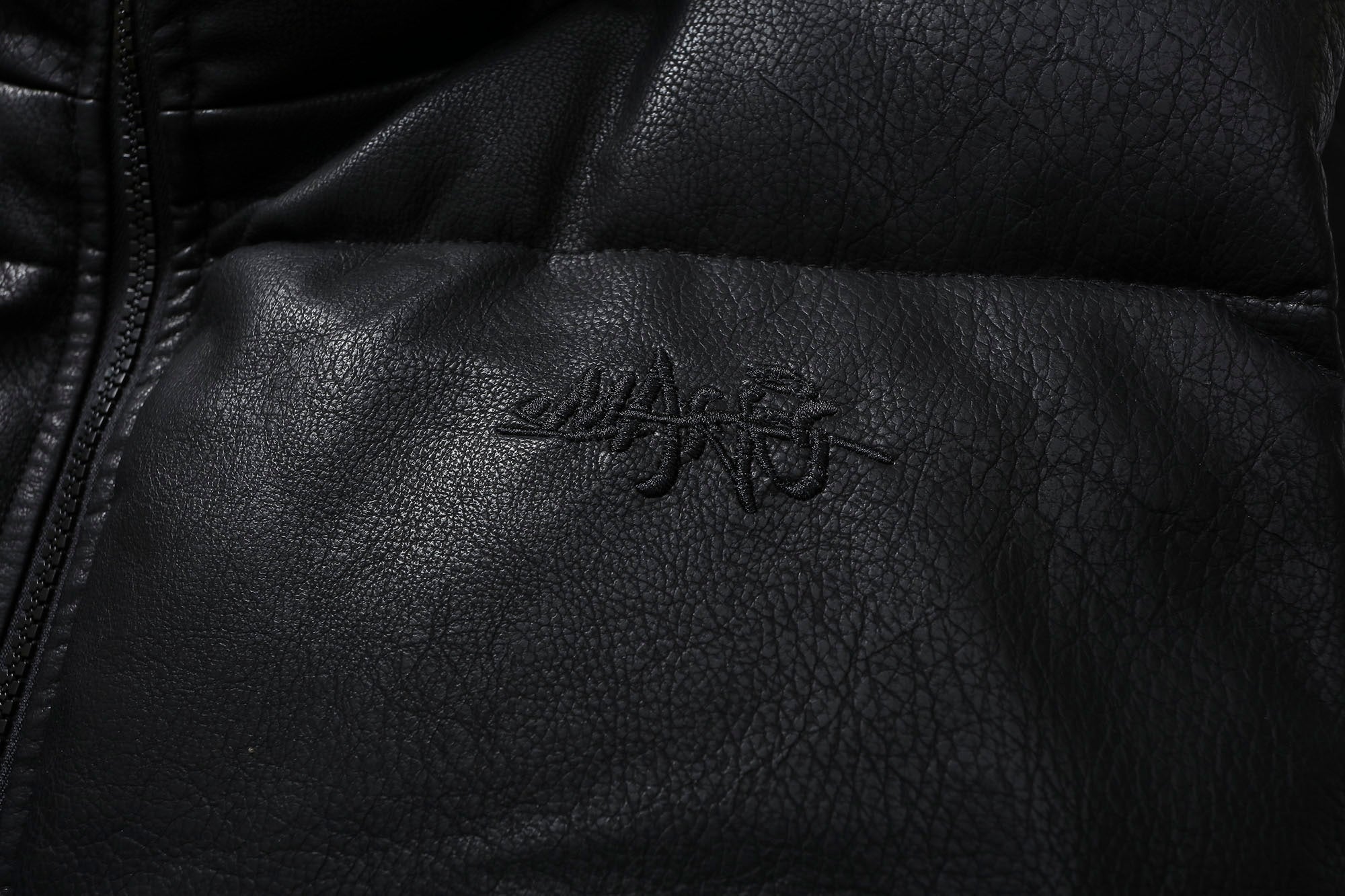 MAKEMORE PU Embossed LOGO Puffer Vest