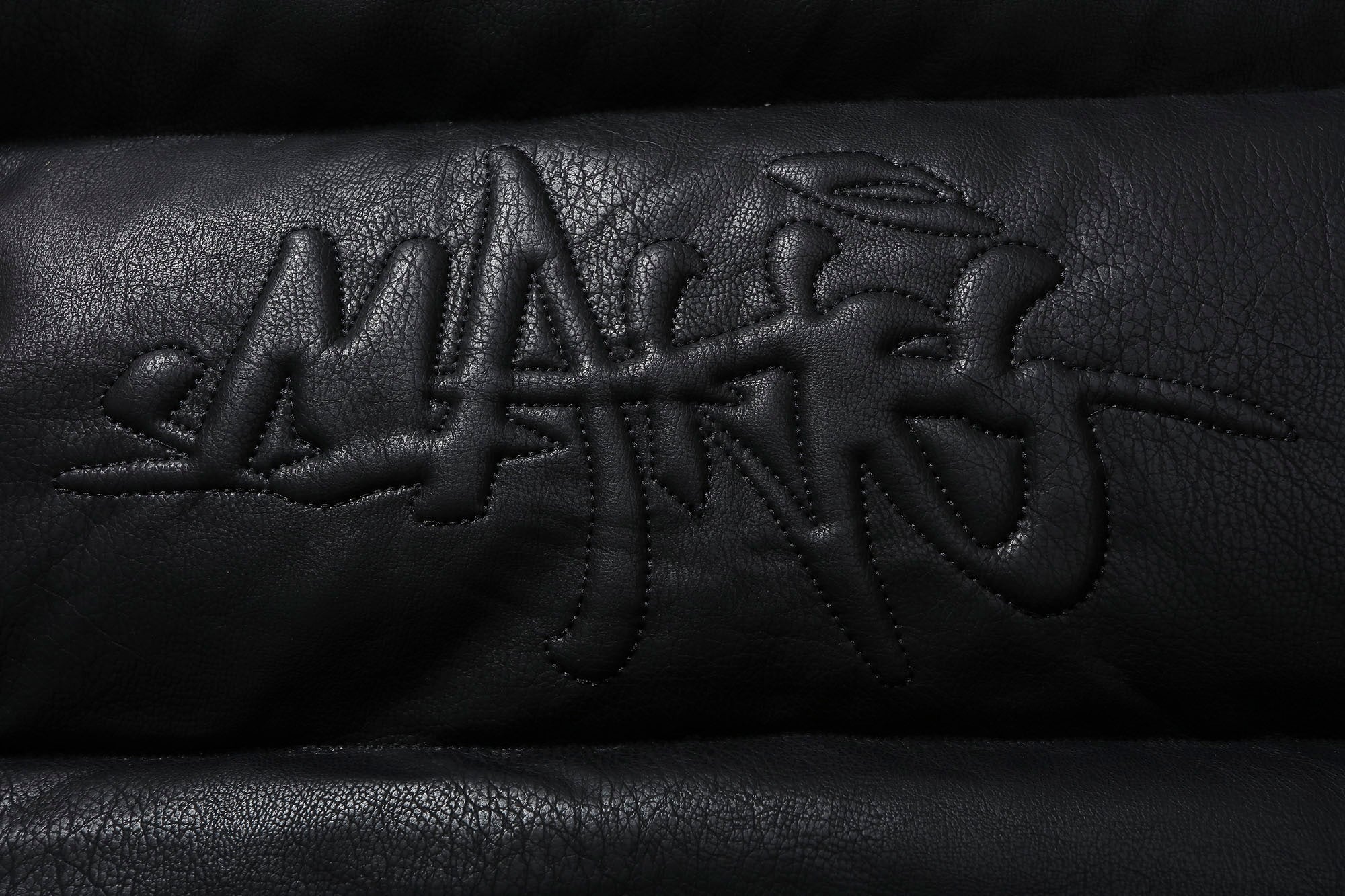 MAKEMORE PU Embossed LOGO Puffer Vest