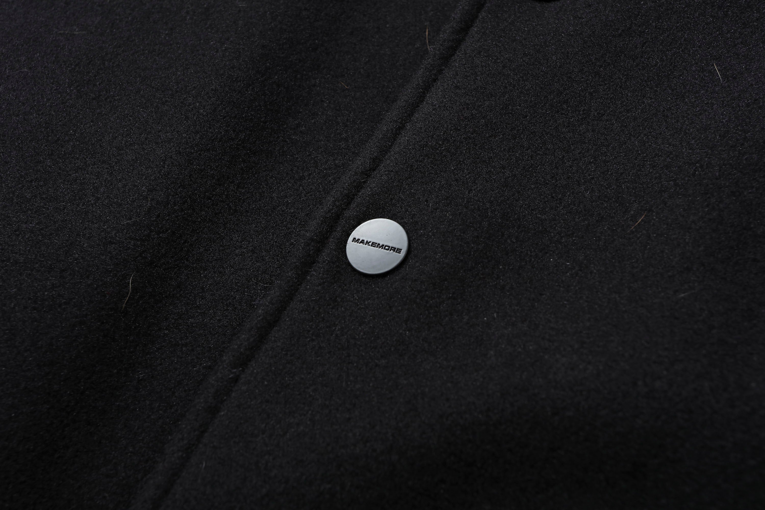 MAKEMORE Gothic Patch PU Sleeve Padded Varsity Jacket