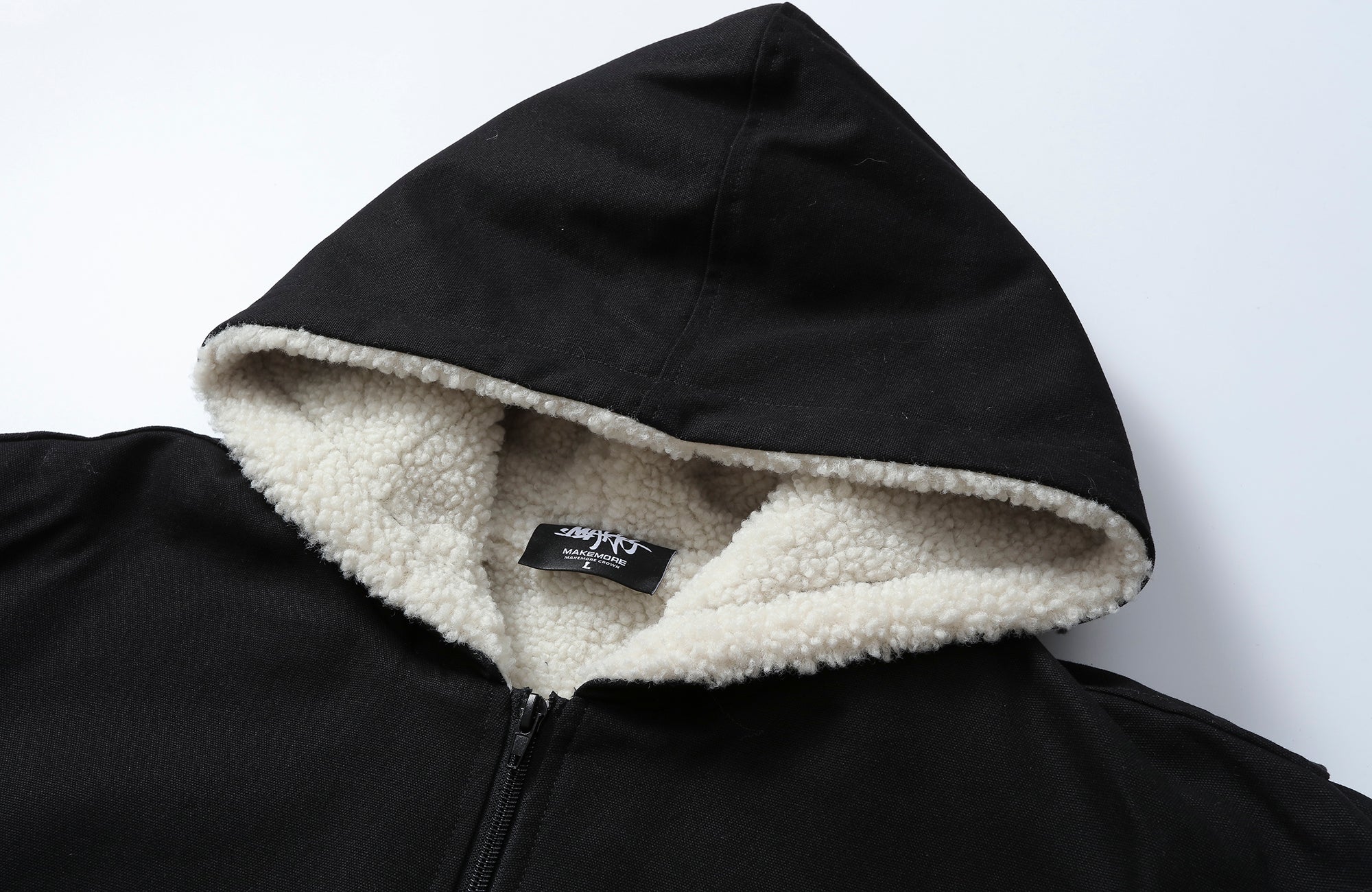 MAKEMORE Sherpa-Lined Canvas Hooded Jacket